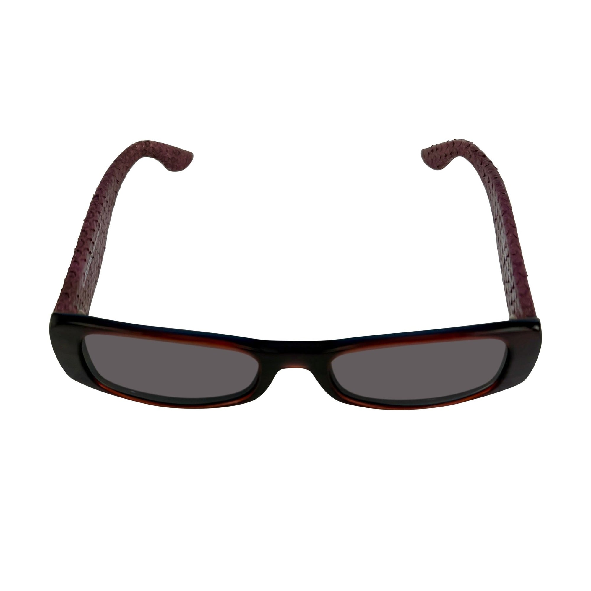 2000s Roberto Cavalli Genuine Snakeskin Burgundy Acrylic Sunglasses - RealList