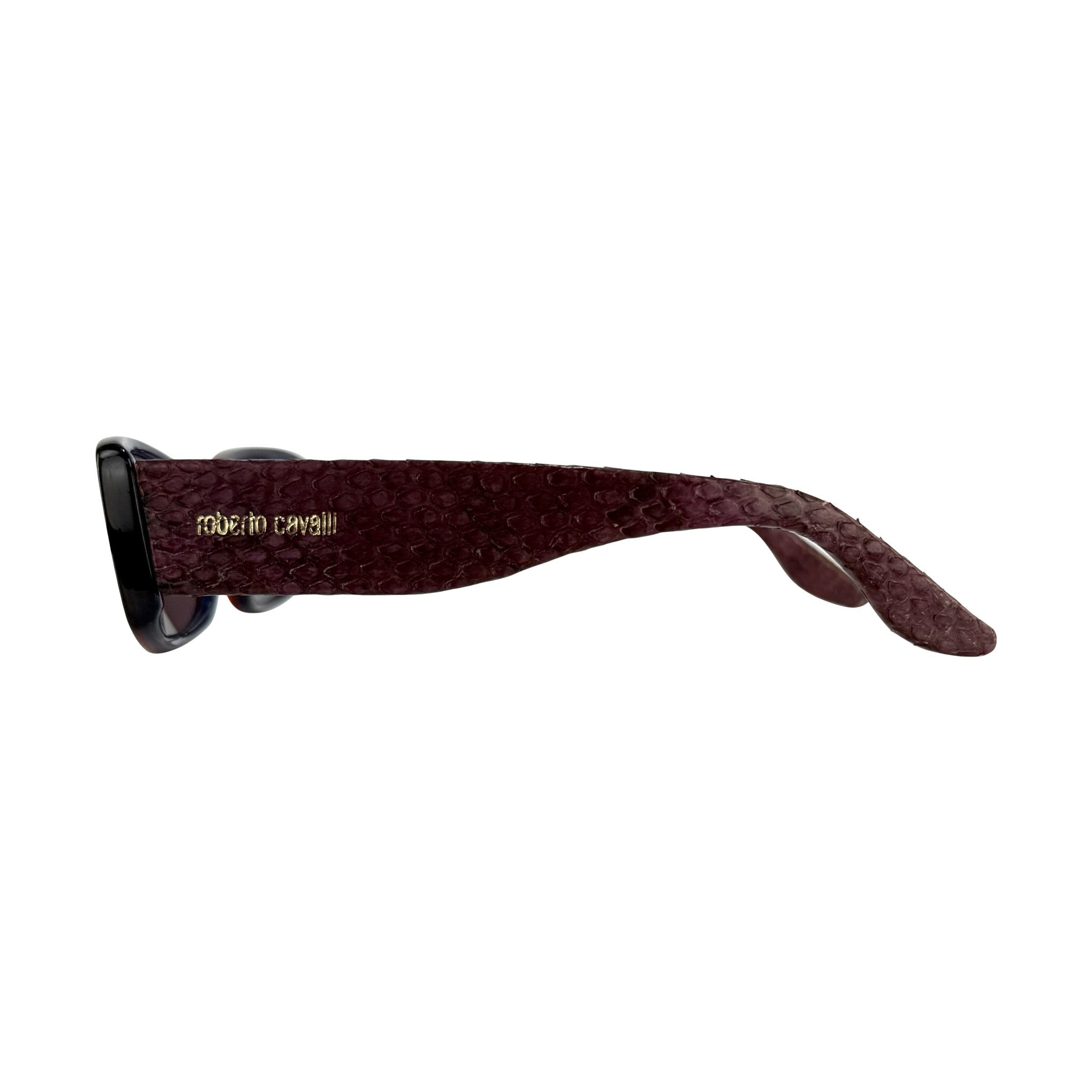 2000s Roberto Cavalli Genuine Snakeskin Burgundy Acrylic Sunglasses - RealList