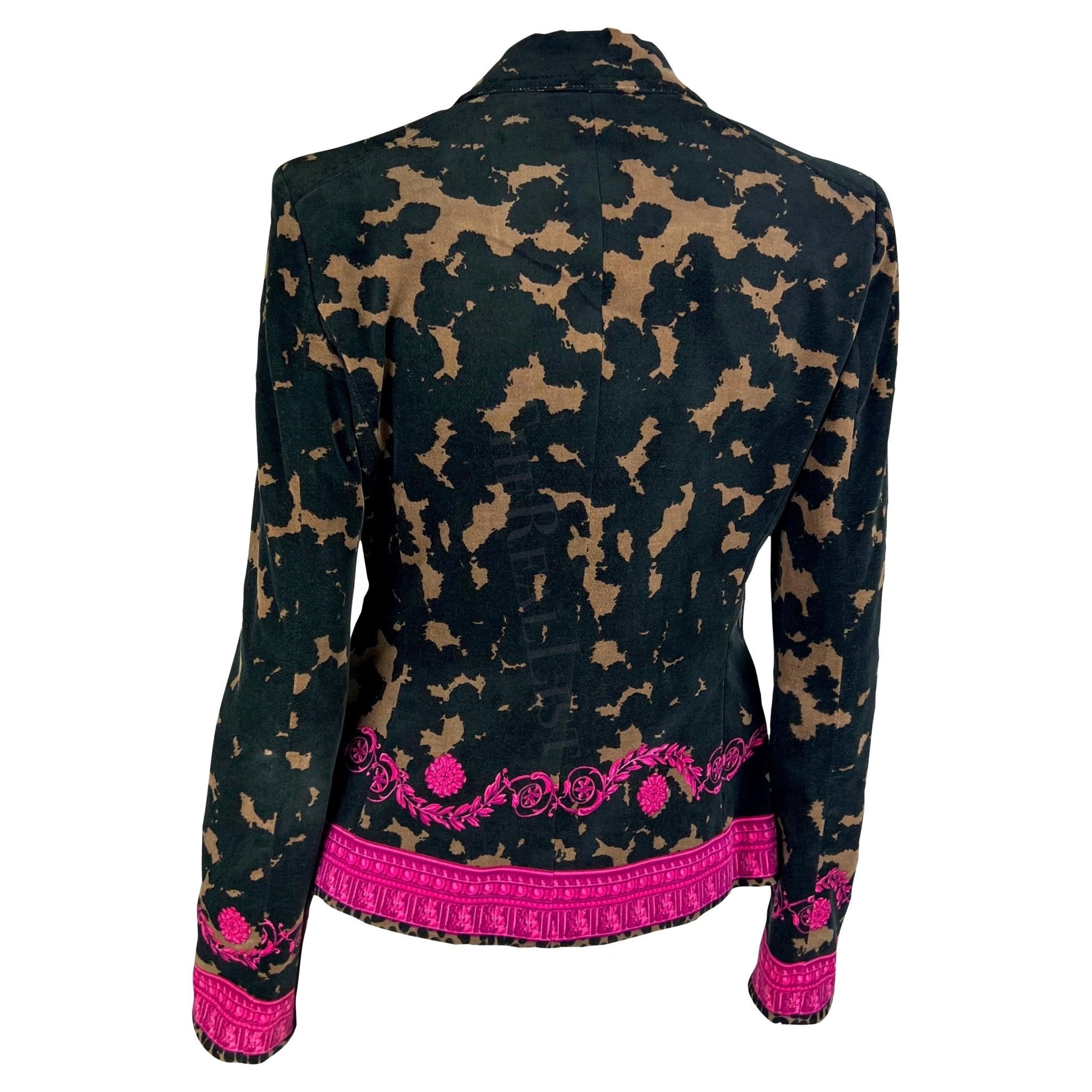 2000s Versace by Donatella Brown Pink Velvet Baroque Medusa Blazer Jacket - RealList