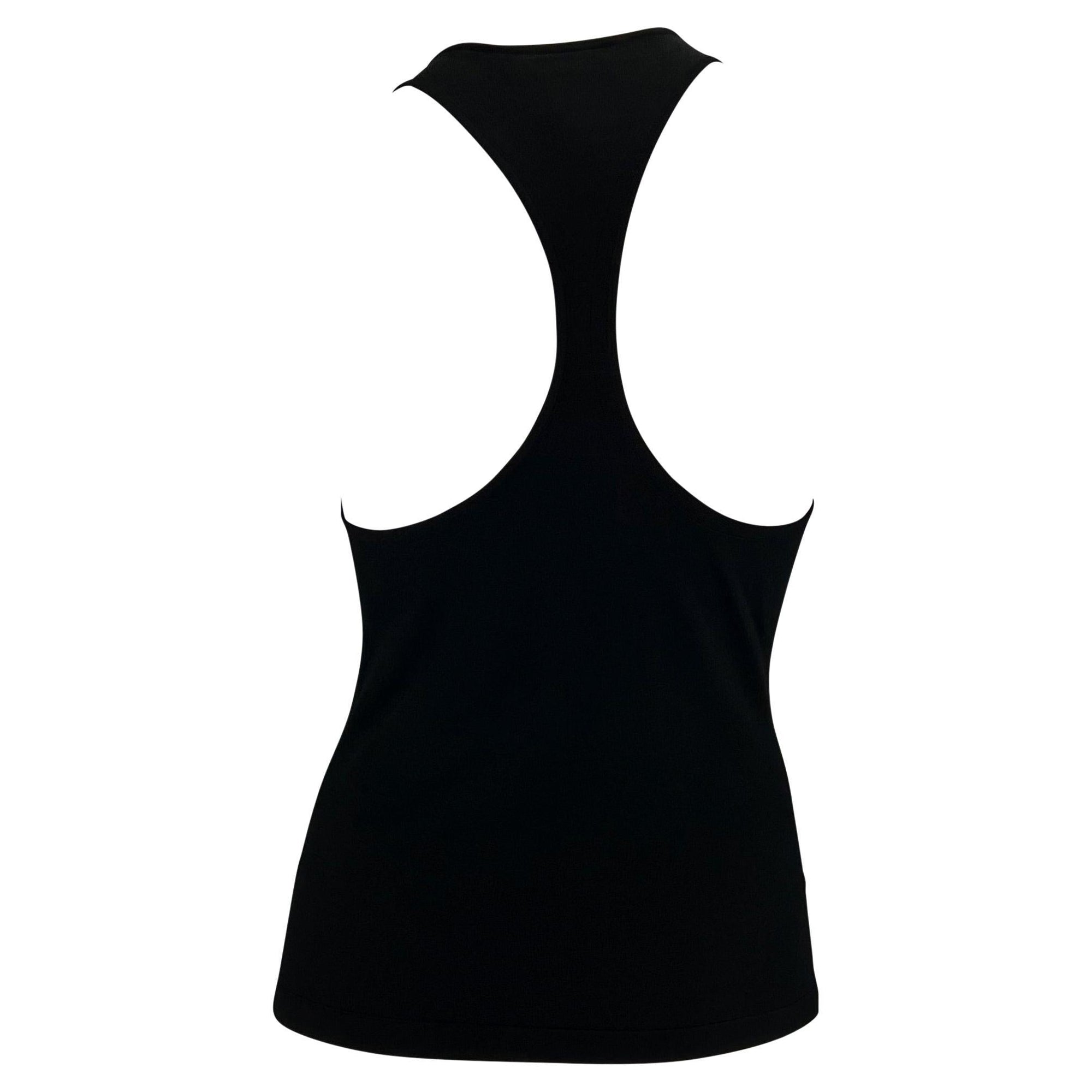 2000s Versace by Donatella Gold Sequin DV Logo Black Stretch Racerback Tank Top Y2K - RealList