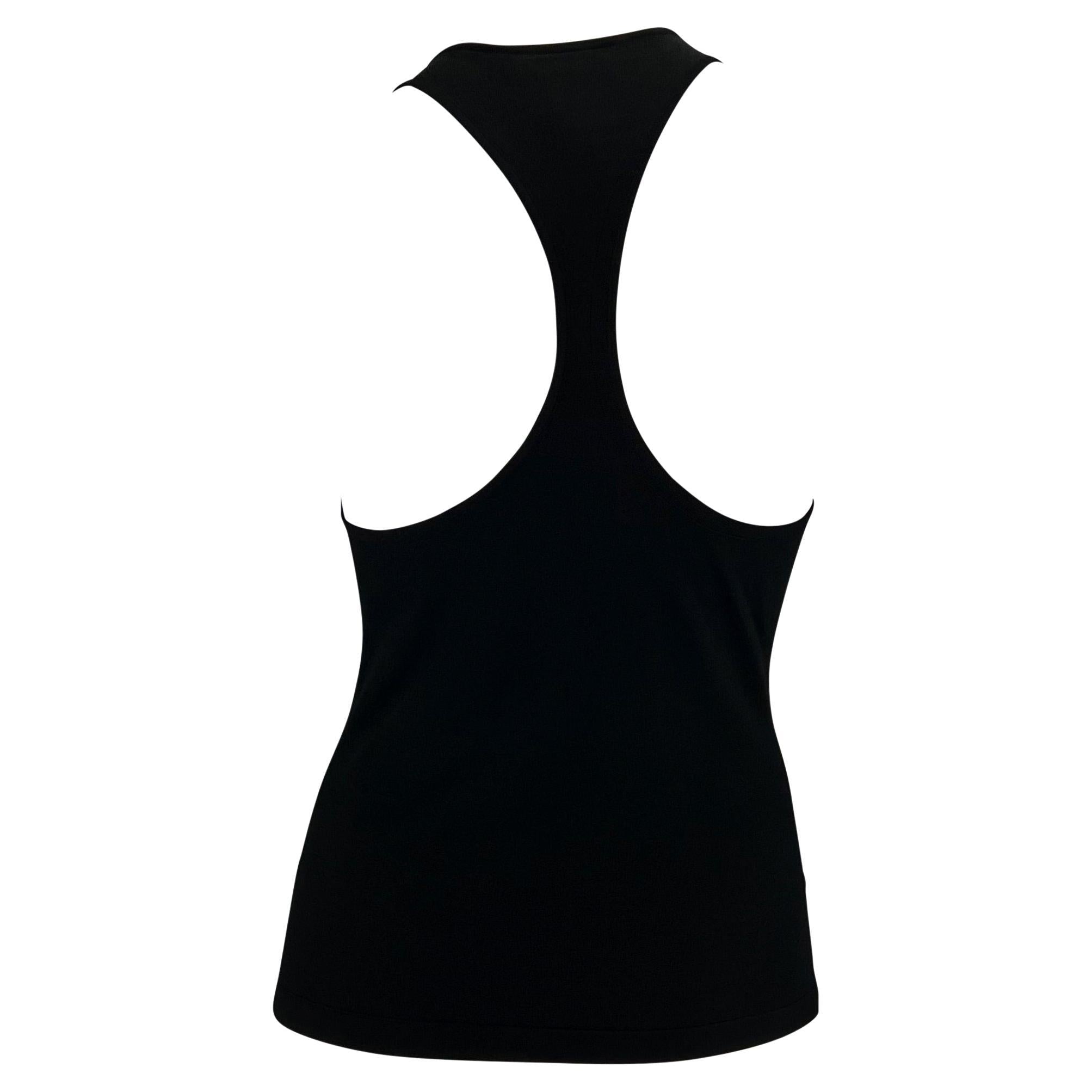 2000s Versace by Donatella Gold Sequin DV Logo Black Stretch Racerback Tank Top Y2K - RealList