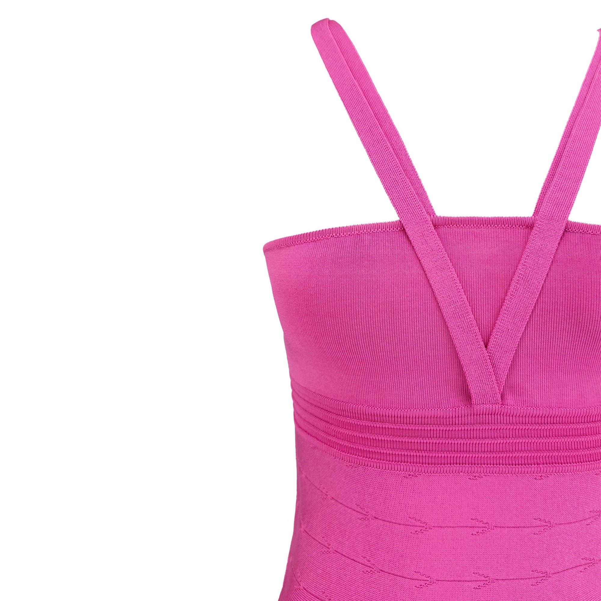 2000s Versace by Donatella Hot Pink Textured Bodycon Multi - Strap Dress - RealList