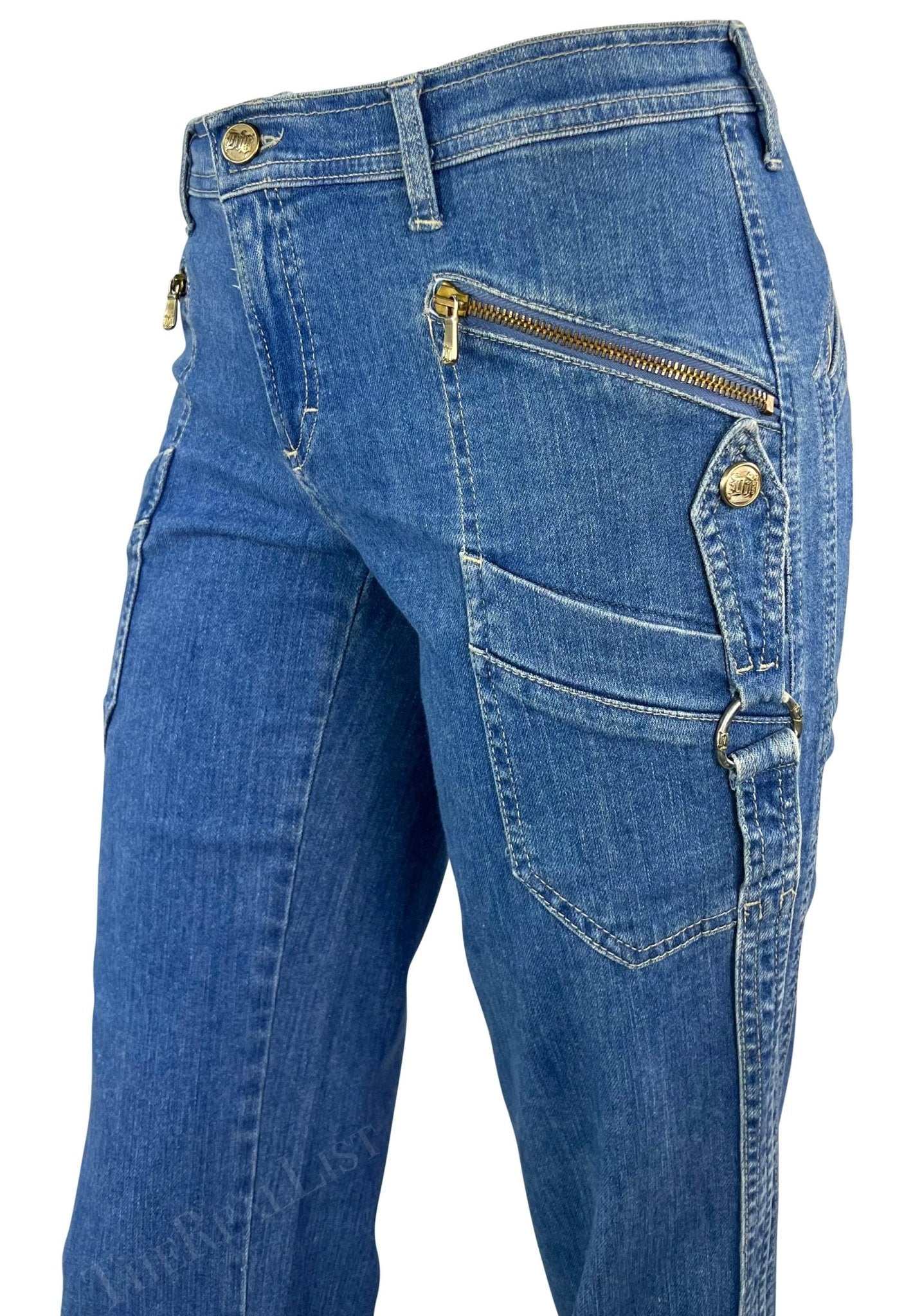 2000s Versace by Donatella Light Wash Harness - Style Jeans - RealList