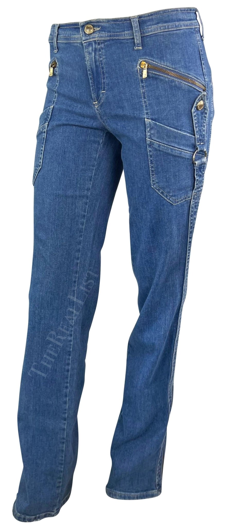 2000s Versace by Donatella Light Wash Harness - Style Jeans - RealList