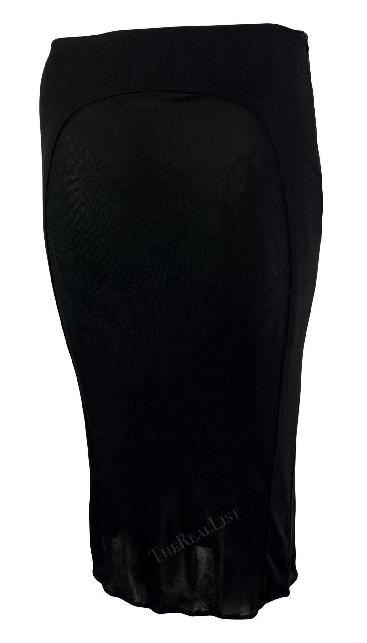 2000s Yigal Azrouel Bodycon Semi - Sheer Panel Black Skirt - RealList