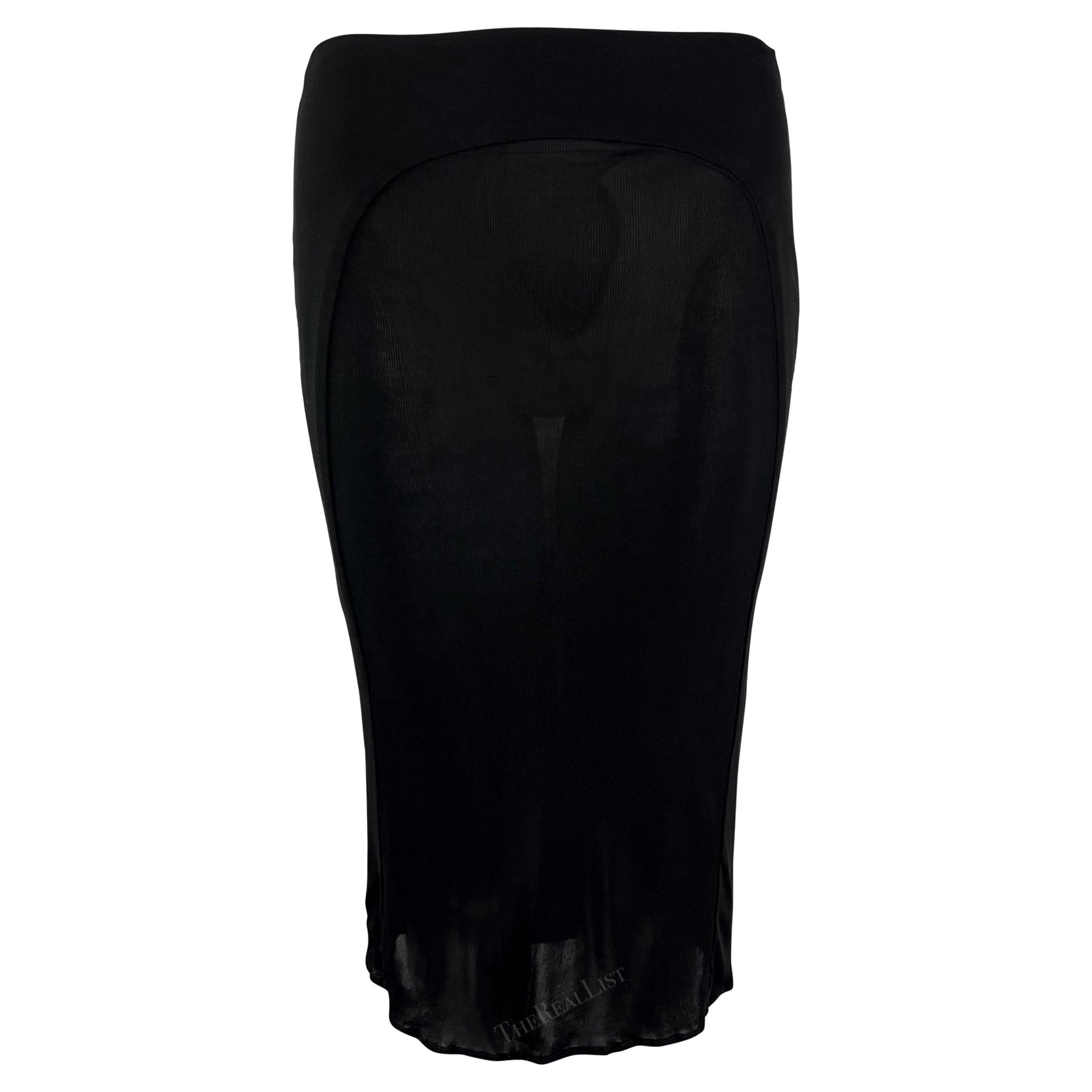 2000s Yigal Azrouel Bodycon Semi - Sheer Panel Black Skirt - RealList