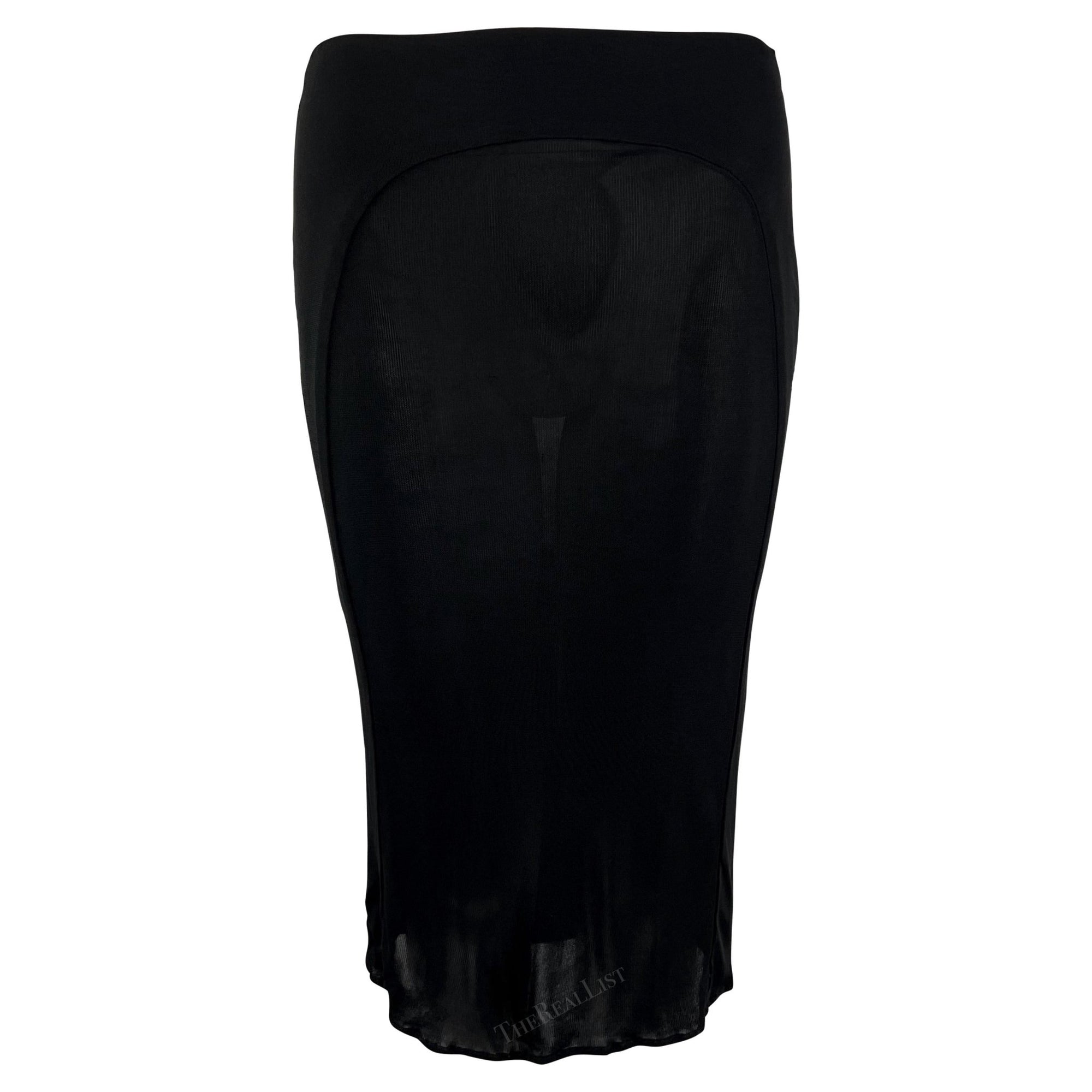 2000s Yigal Azrouel Bodycon Semi - Sheer Panel Black Skirt - RealList