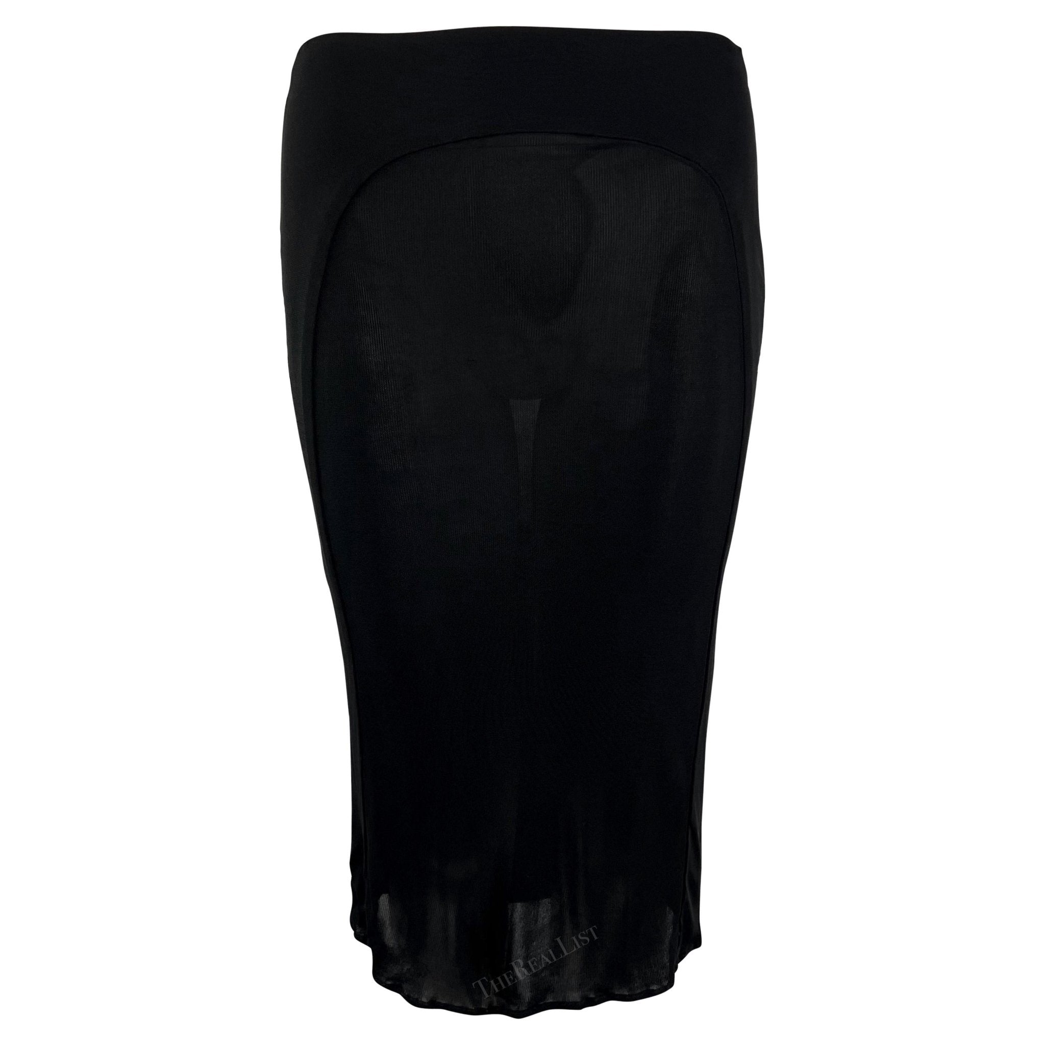 2000s Yigal Azrouel Bodycon Semi - Sheer Panel Black Skirt - RealList