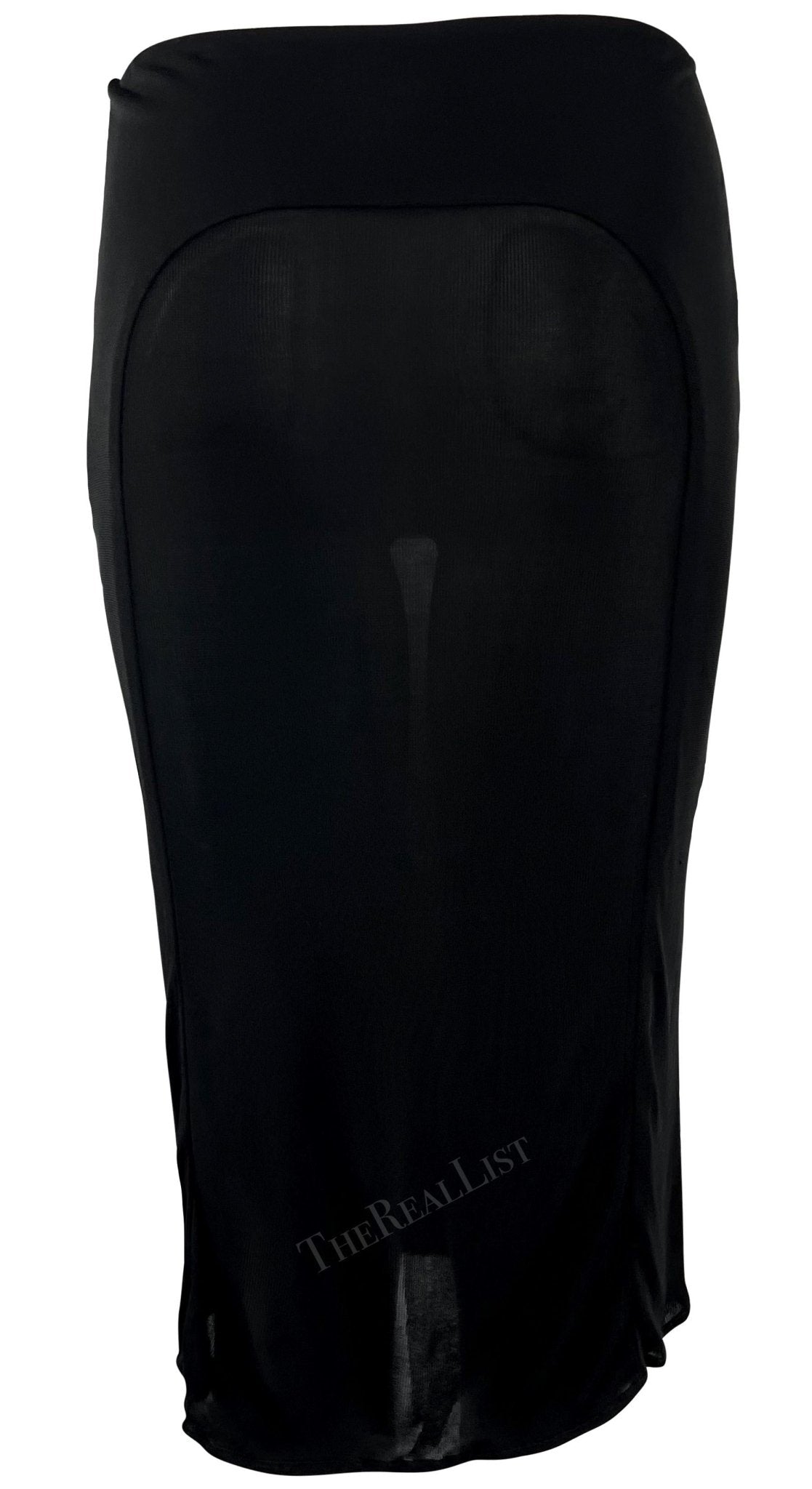 2000s Yigal Azrouel Bodycon Semi - Sheer Panel Black Skirt - RealList