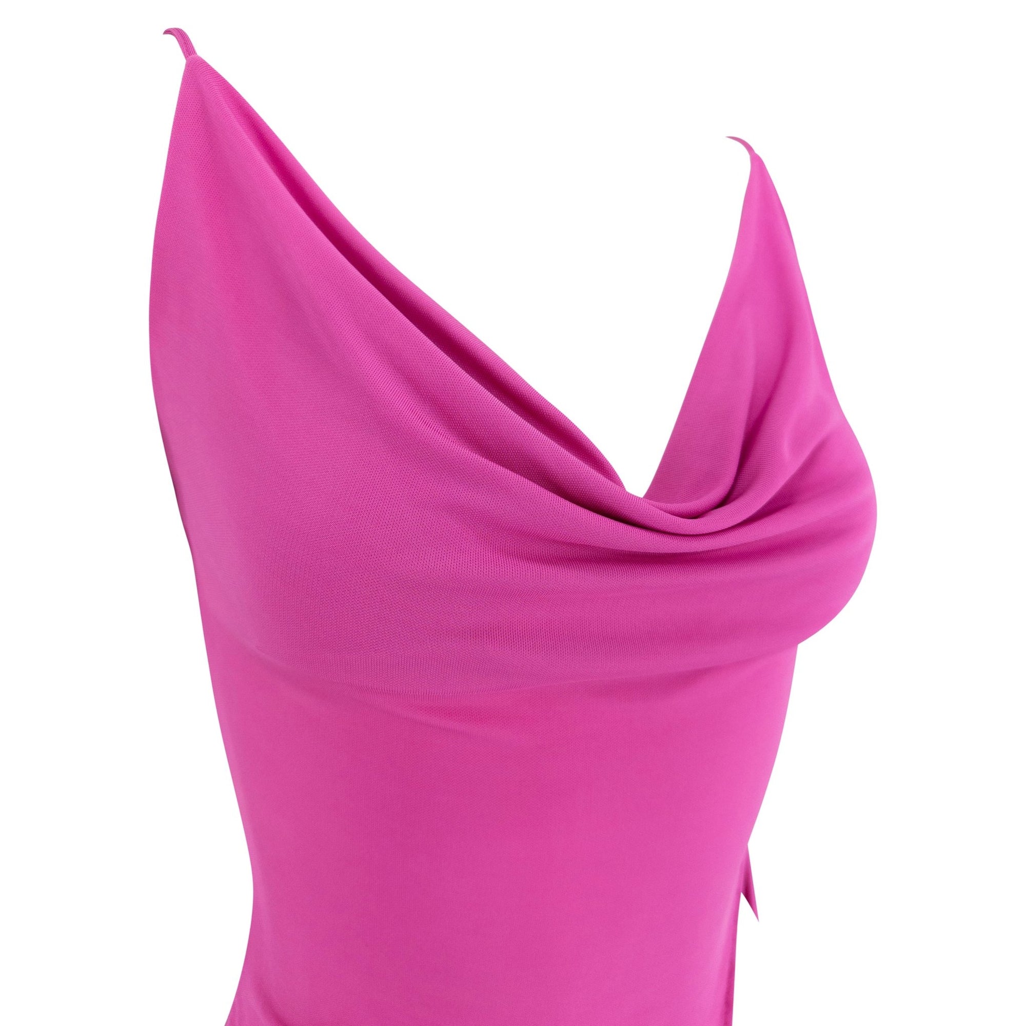 2000s Yigal Azrouël Hot Pink Viscose Slashed Cowl Neck Tank Top - RealList