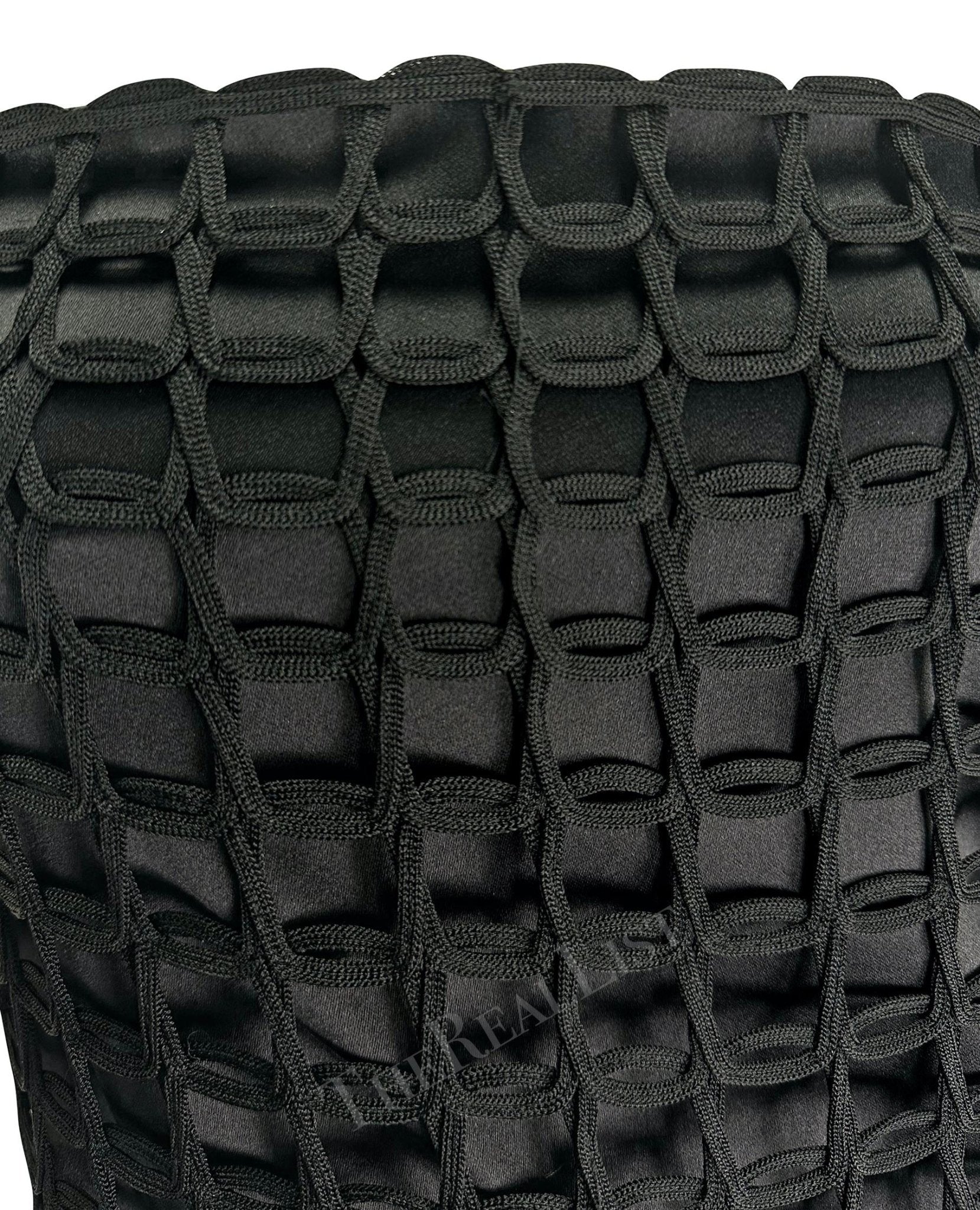 2001 Gucci by Tom Ford Sample Black Net Overlay Strapless Satin Gown - RealList