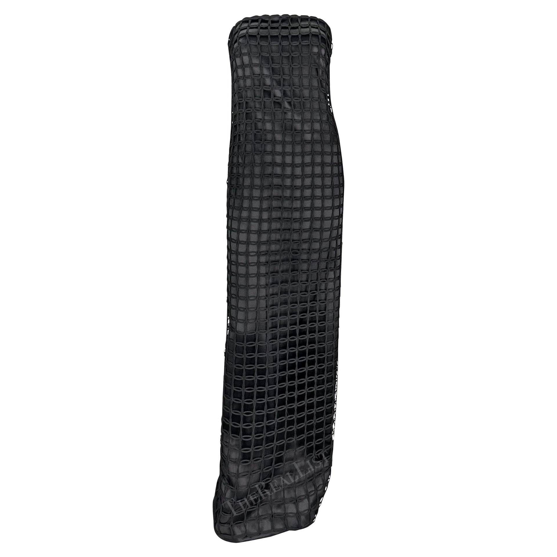 2001 Gucci by Tom Ford Sample Black Net Overlay Strapless Satin Gown - RealList