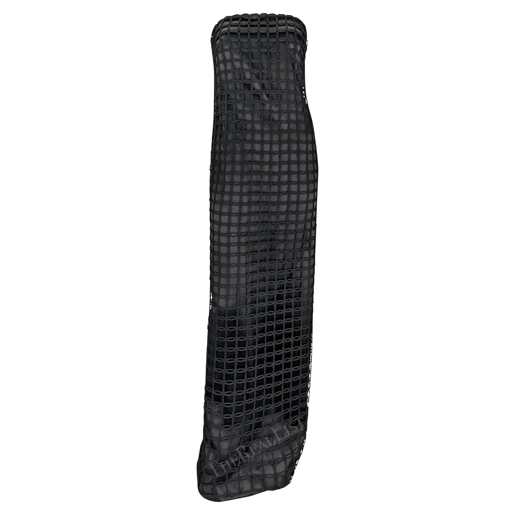 2001 Gucci by Tom Ford Sample Black Net Overlay Strapless Satin Gown - RealList