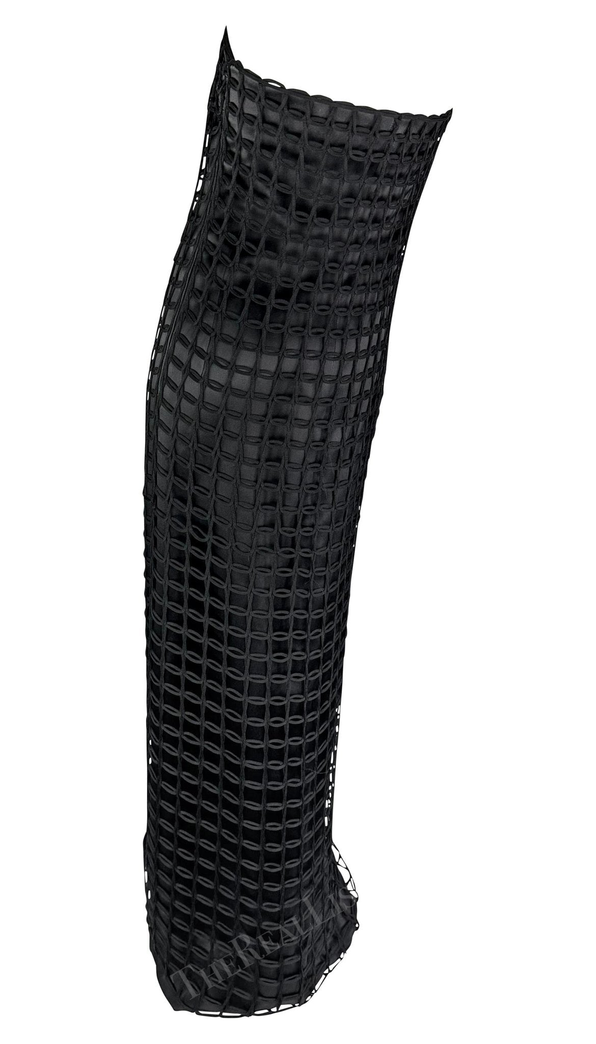 2001 Gucci by Tom Ford Sample Black Net Overlay Strapless Satin Gown - RealList
