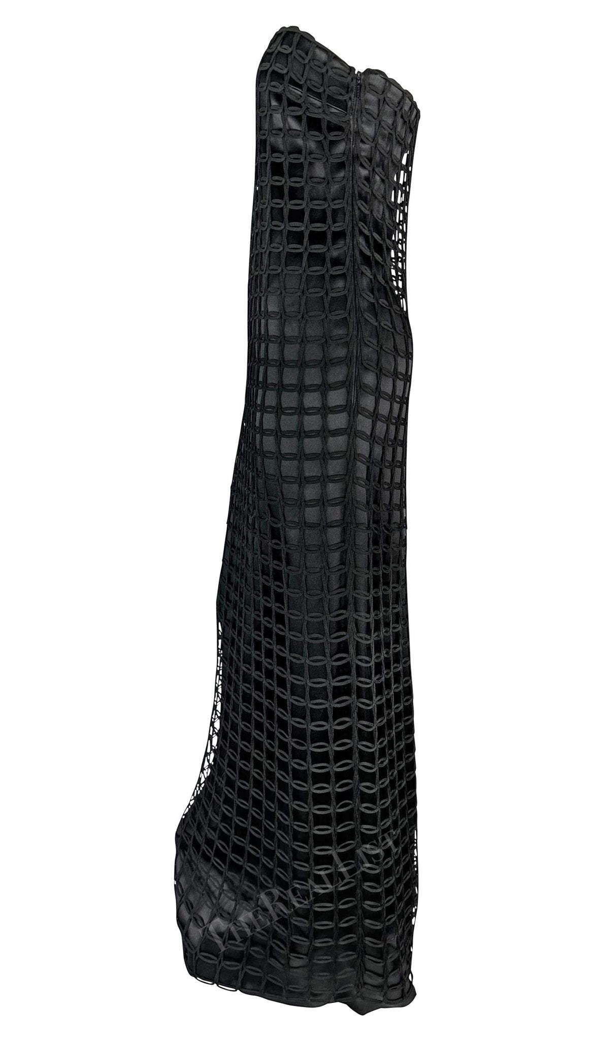 2001 Gucci by Tom Ford Sample Black Net Overlay Strapless Satin Gown - RealList