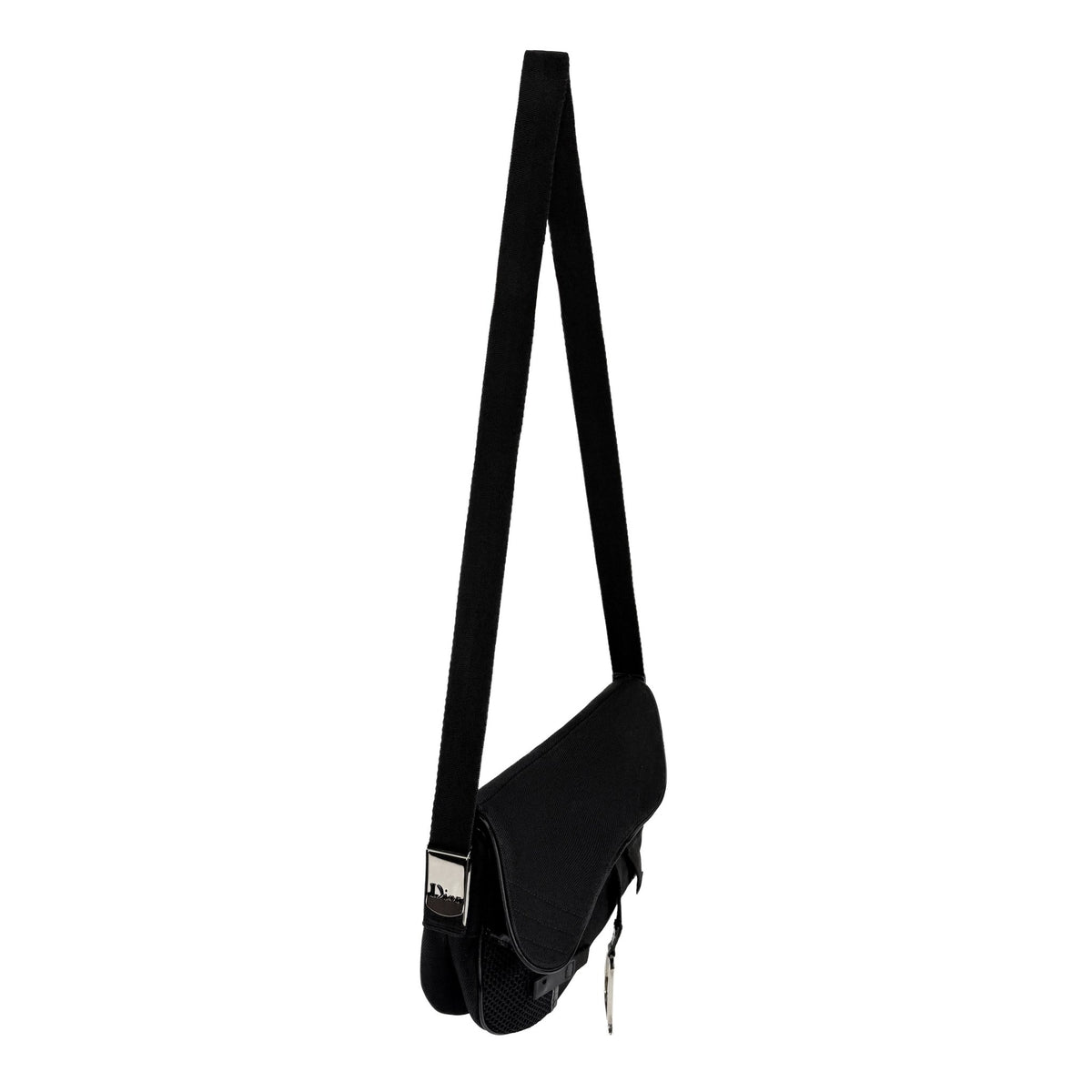 2002 Christian Dior John Galliano Black Mesh Nylon Crossbody Saddle Bag - RealList