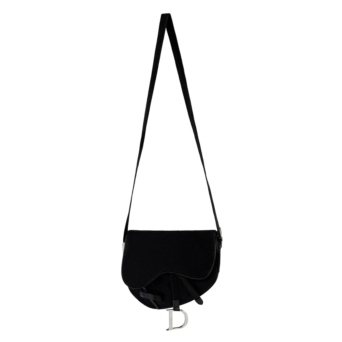 2002 Christian Dior John Galliano Black Mesh Nylon Crossbody Saddle Bag - RealList