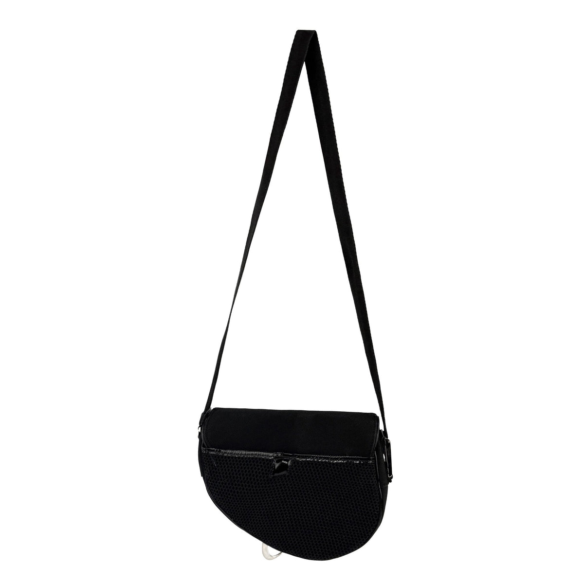 2002 Christian Dior John Galliano Black Mesh Nylon Crossbody Saddle Bag - RealList