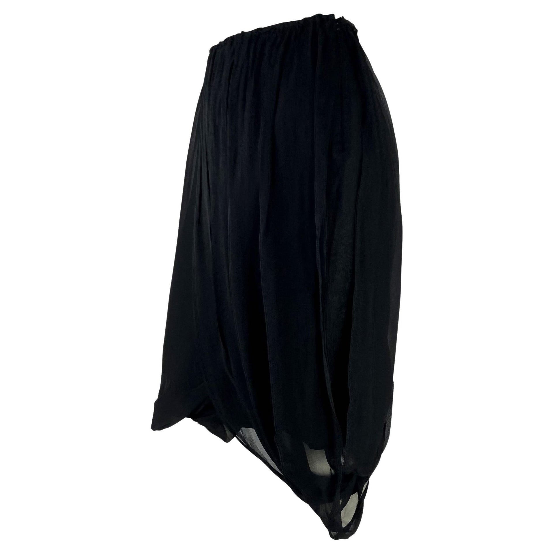 2002 Gucci by Tom Ford Black Silk Chiffon Sheer Skirt - RealList