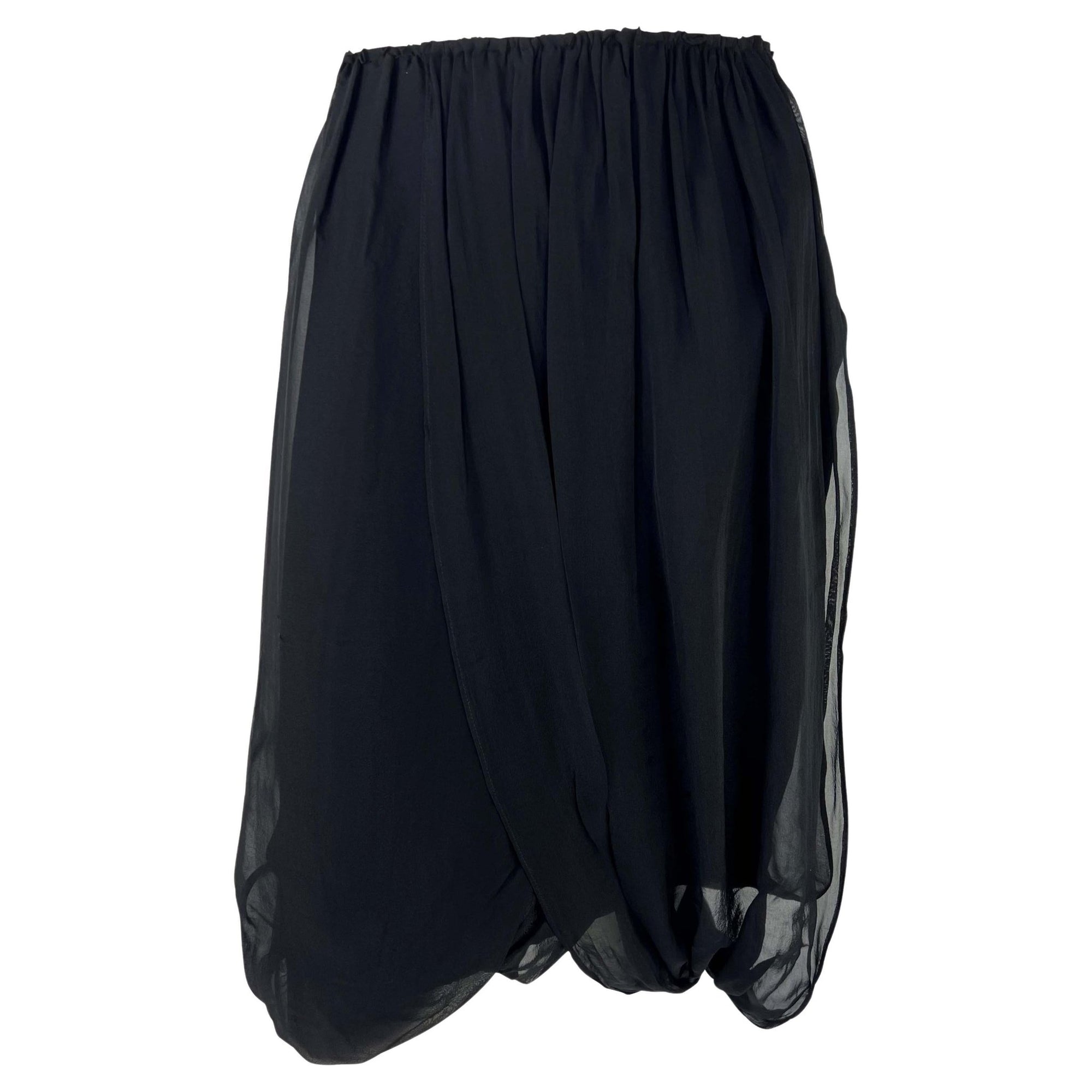 2002 Gucci by Tom Ford Black Silk Chiffon Sheer Skirt - RealList