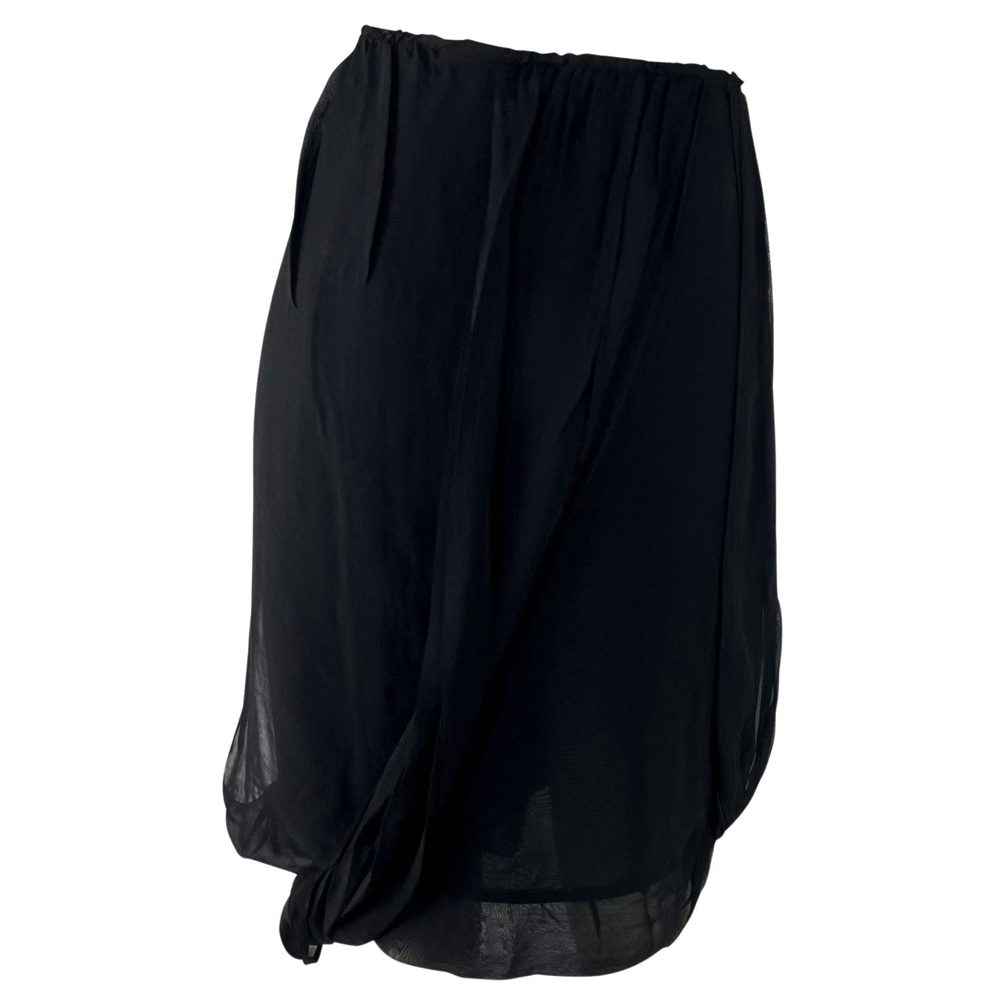 2002 Gucci by Tom Ford Black Silk Chiffon Sheer Skirt - RealList