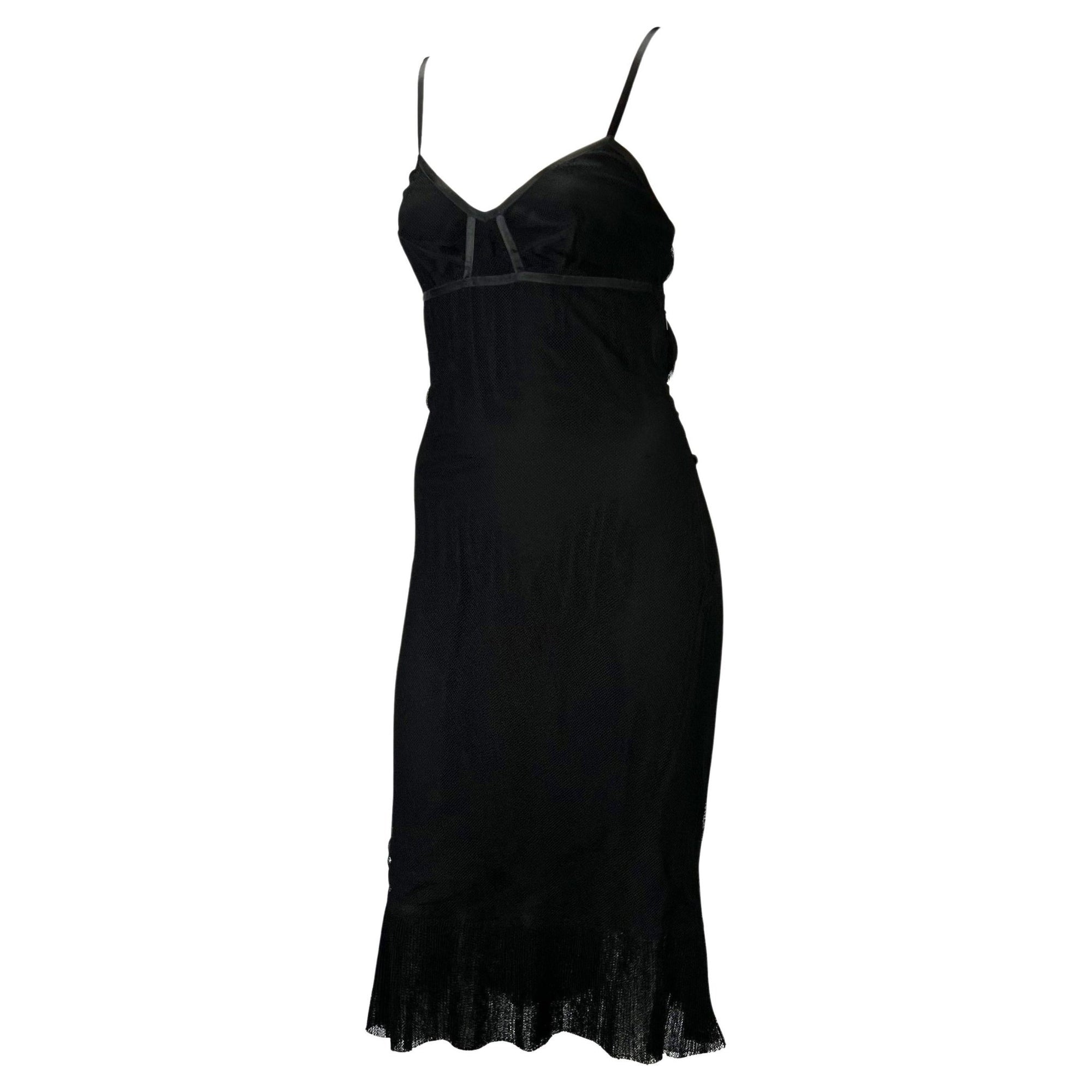 2002 Gucci by Tom Ford Pleated Tulle Overlay Corset Lace Up Black Dress - RealList