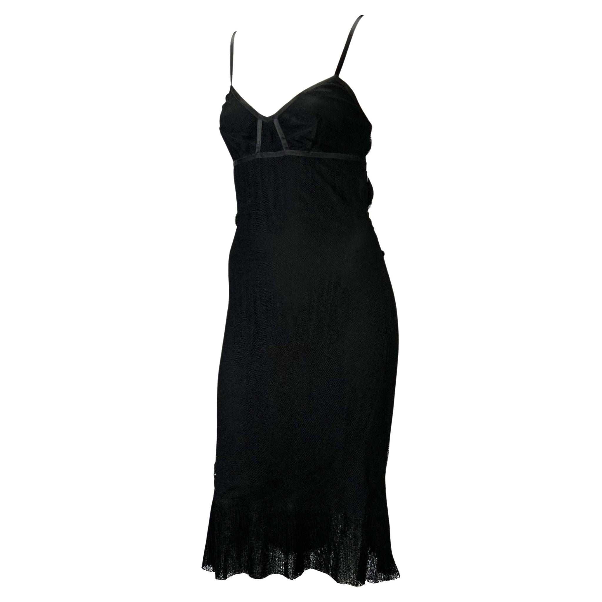 2002 Gucci by Tom Ford Pleated Tulle Overlay Corset Lace Up Black Dress - RealList