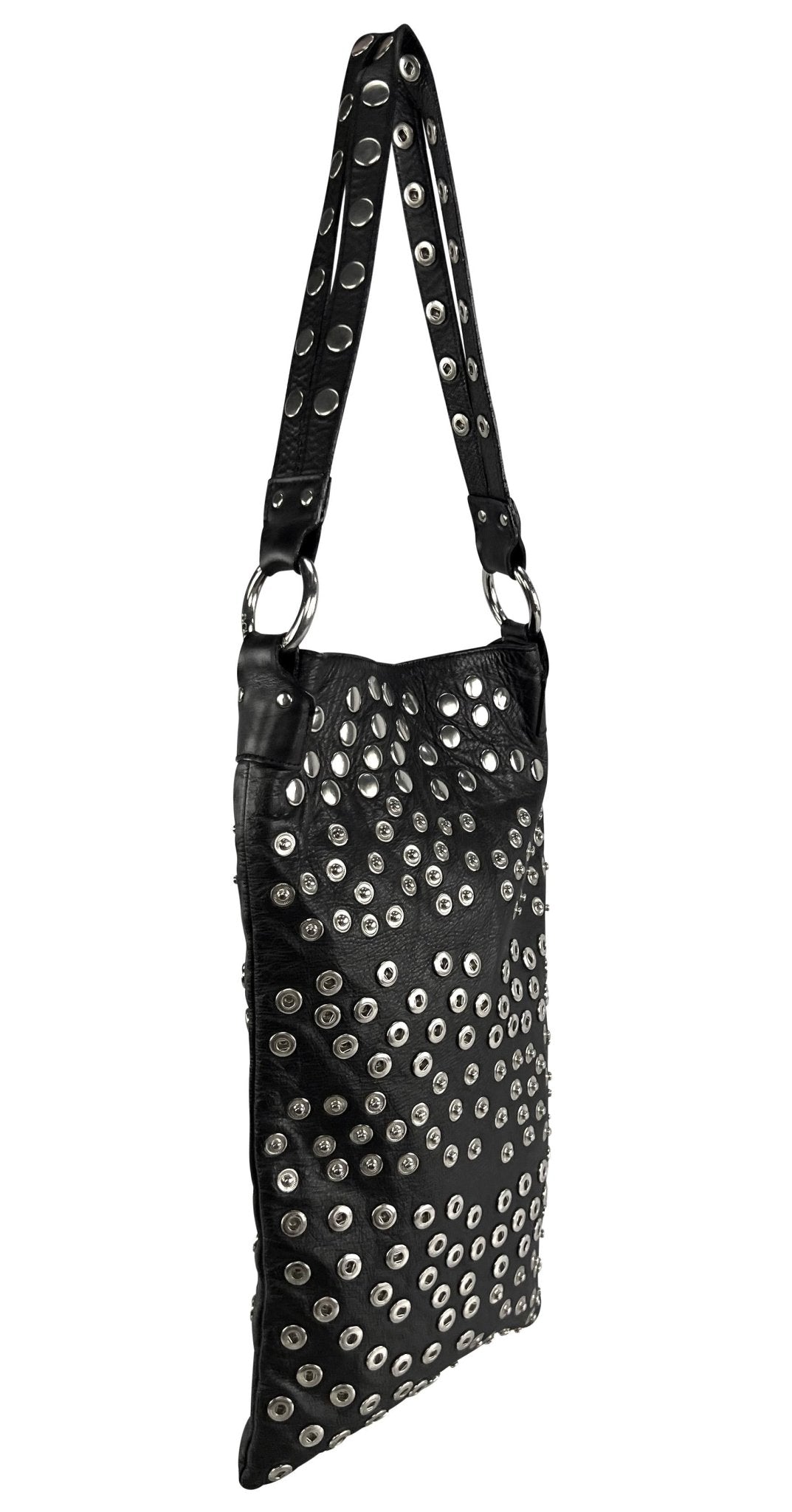 2003 Dolce & Gabbana Runway Snap Adjustable Black Leather Long Shoulder Tote Bag - RealList