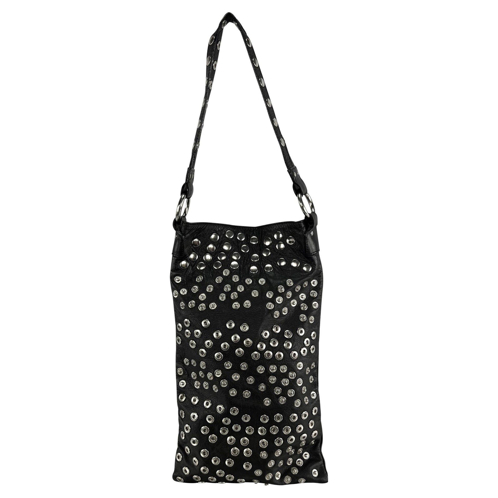 2003 Dolce & Gabbana Runway Snap Adjustable Black Leather Long Shoulder Tote Bag - RealList