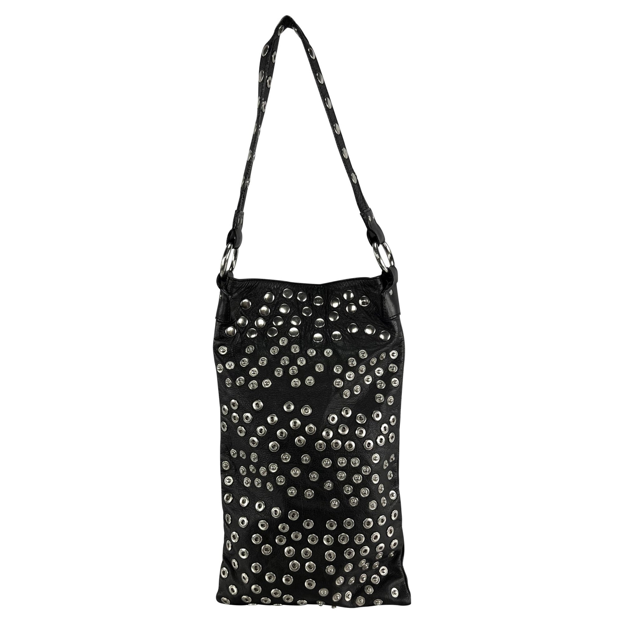 2003 Dolce & Gabbana Runway Snap Adjustable Black Leather Long Shoulder Tote Bag - RealList