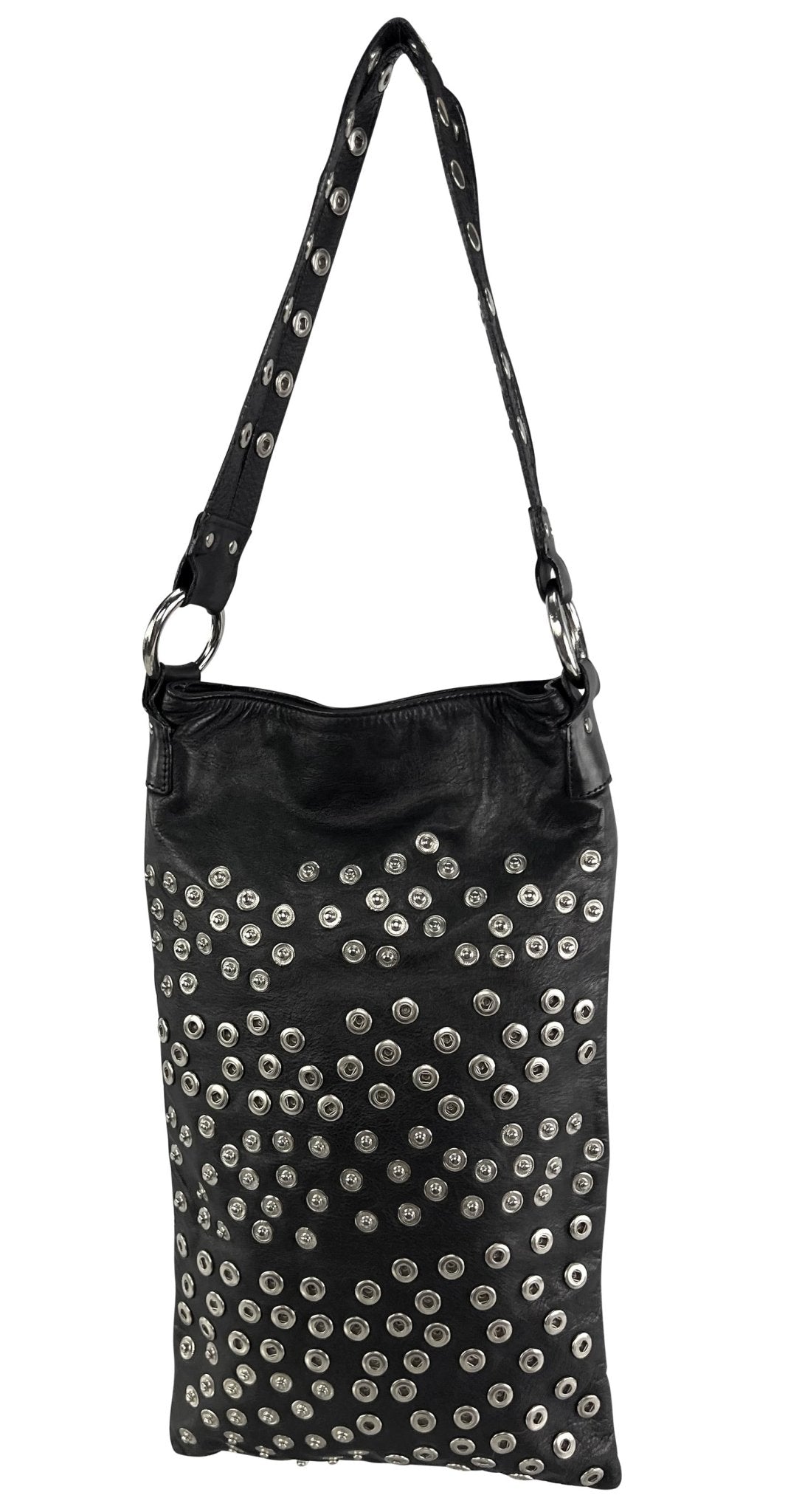 2003 Dolce & Gabbana Runway Snap Adjustable Black Leather Long Shoulder Tote Bag - RealList