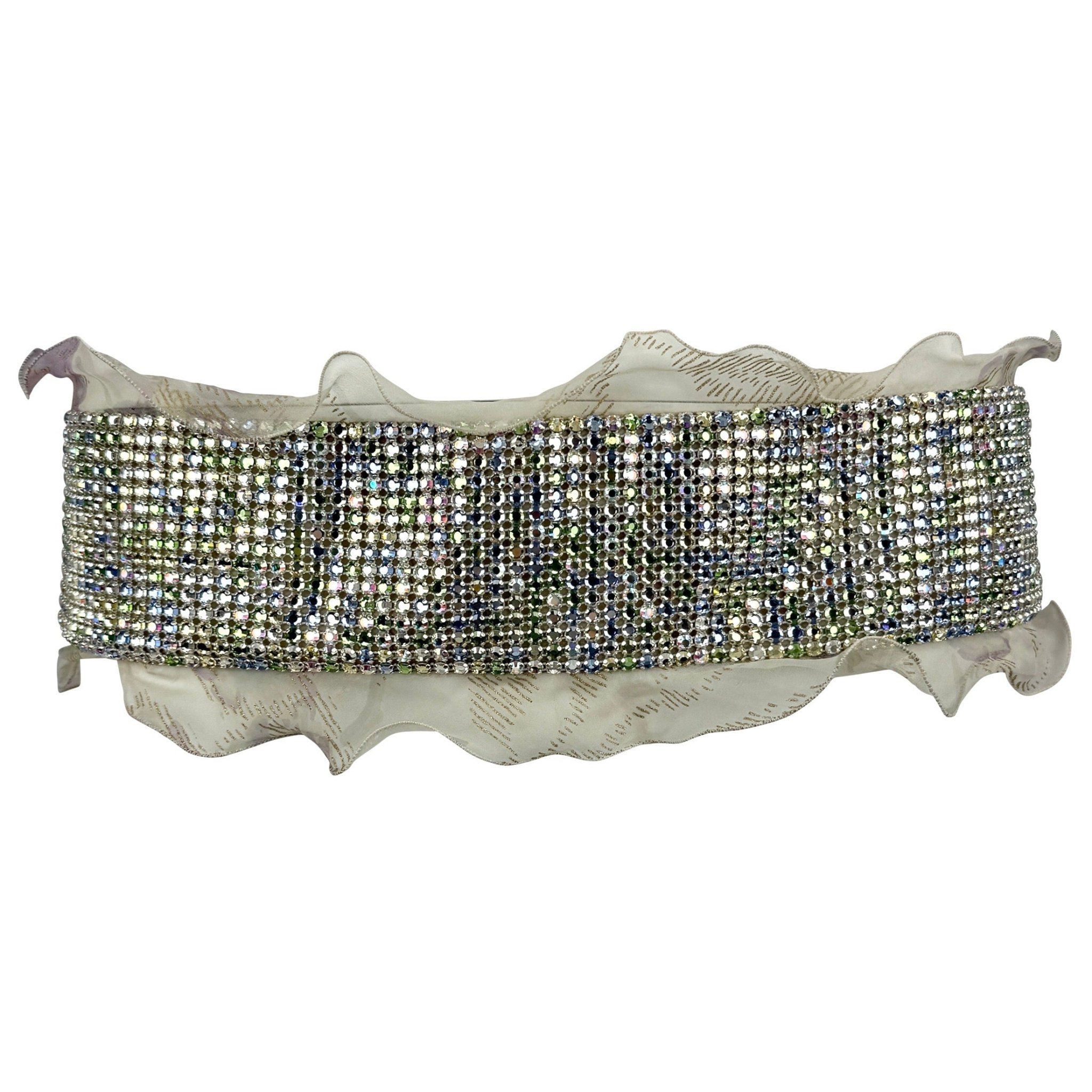2003 Emanuel Ungaro by Giambattista Valli Multicolor Rhinestone Chiffon Waist Belt - RealList