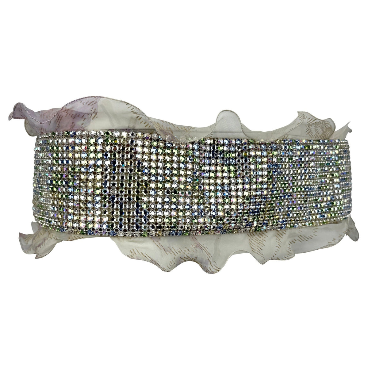 2003 Emanuel Ungaro by Giambattista Valli Multicolor Rhinestone Chiffon Waist Belt - RealList