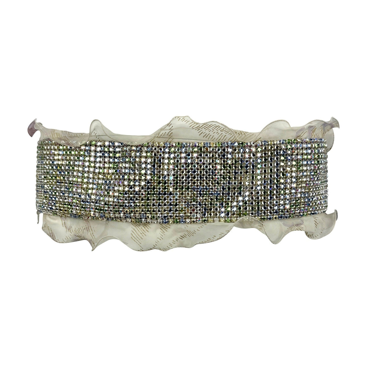 2003 Emanuel Ungaro by Giambattista Valli Multicolor Rhinestone Chiffon Waist Belt - RealList