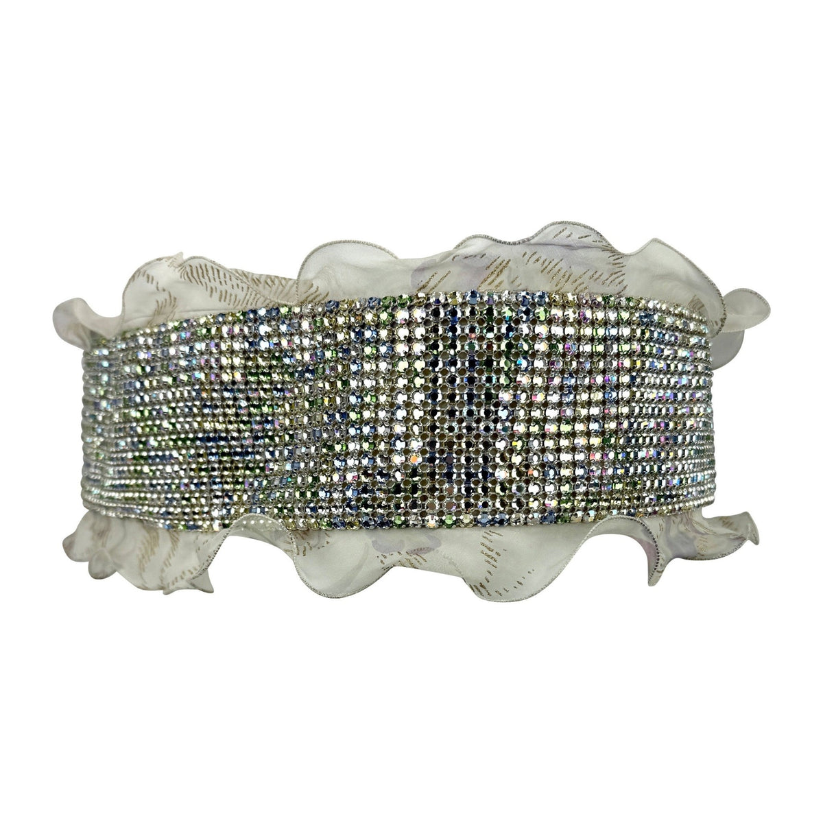 2003 Emanuel Ungaro by Giambattista Valli Multicolor Rhinestone Chiffon Waist Belt - RealList