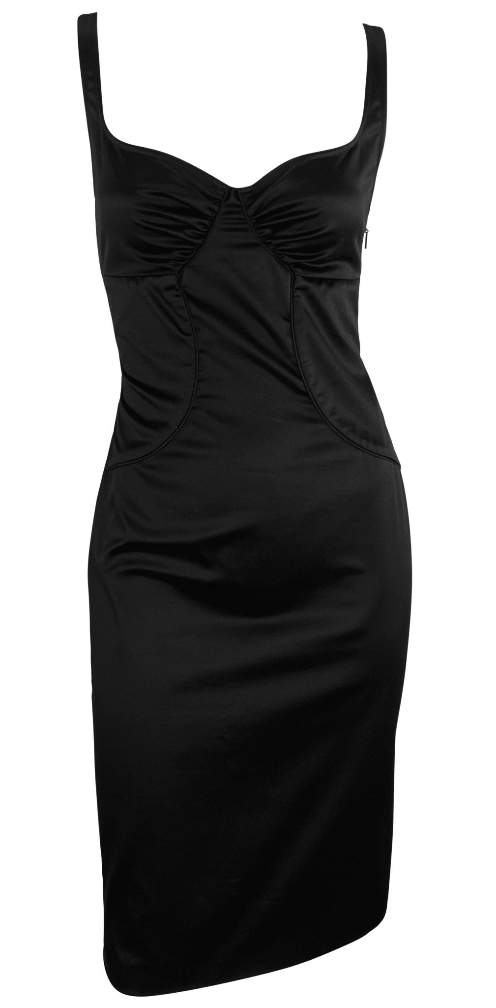 2003 Gucci by Tom Ford Cutout Black Ruched Body Panel Sleeveless Black Dress - RealList