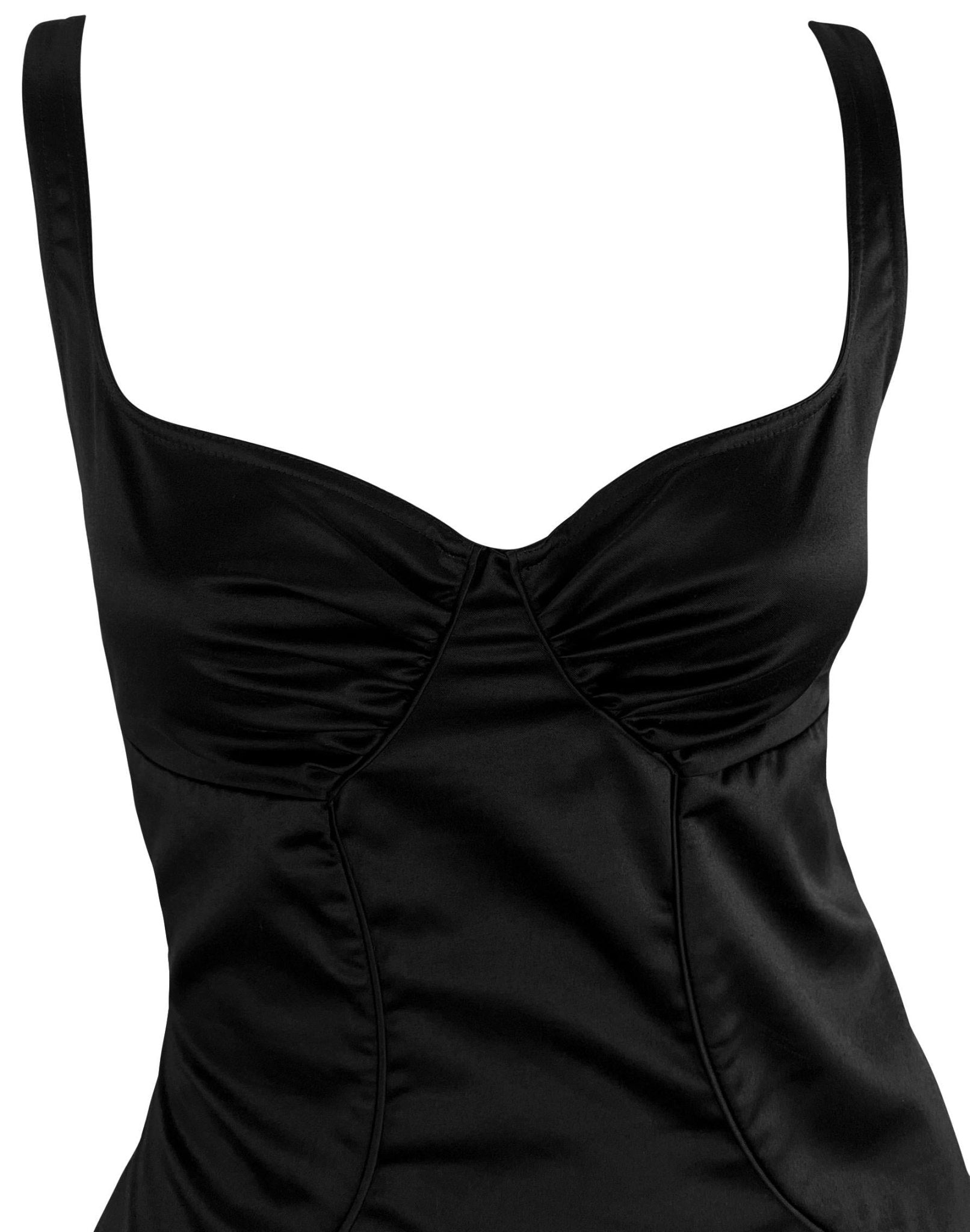 2003 Gucci by Tom Ford Cutout Black Ruched Body Panel Sleeveless Black Dress - RealList