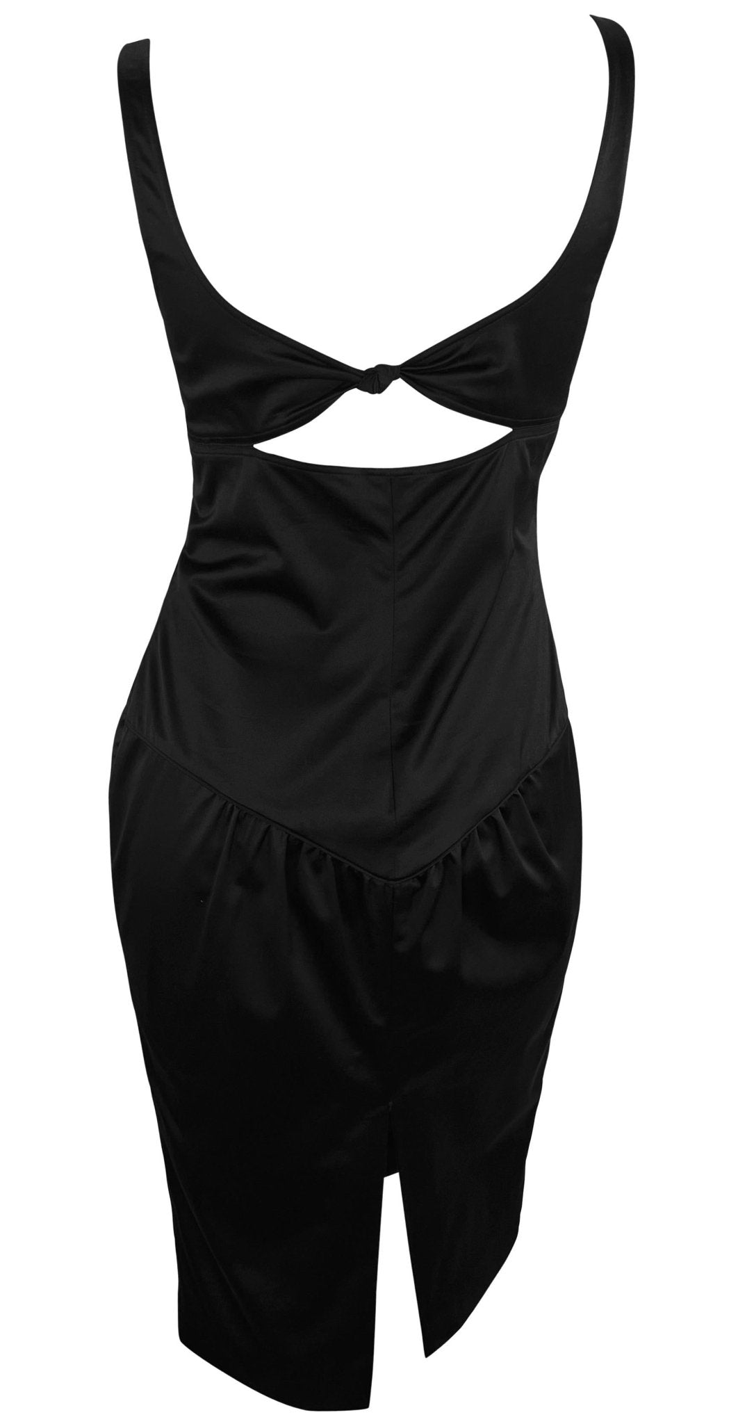 2003 Gucci by Tom Ford Cutout Black Ruched Body Panel Sleeveless Black Dress - RealList