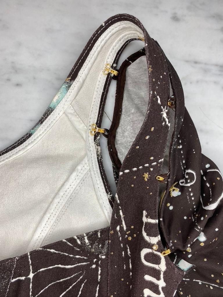 2003 Roberto Cavalli Brown Astrology Corset Top Removable Sleeves - RealList