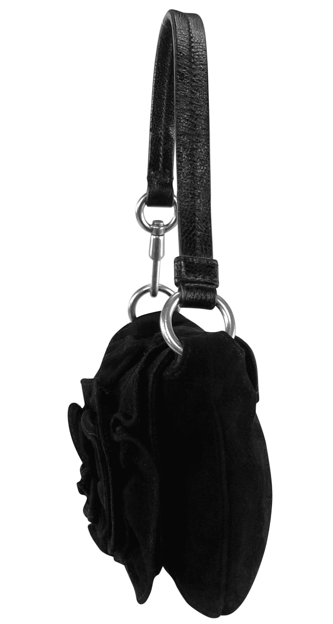 2003 Yves Saint Laurent by Tom Ford Black Suede Flower Super Mini Bag - RealList