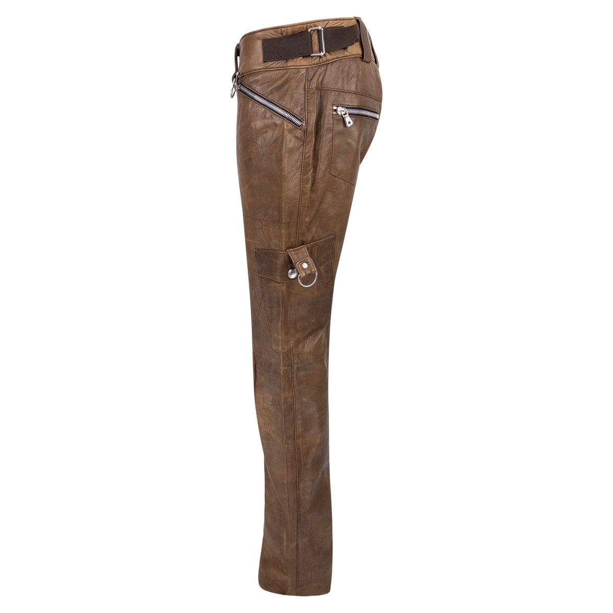 2004 Dolce & Gabbana Brown Distressed Leather D - Ring Pants - RealList