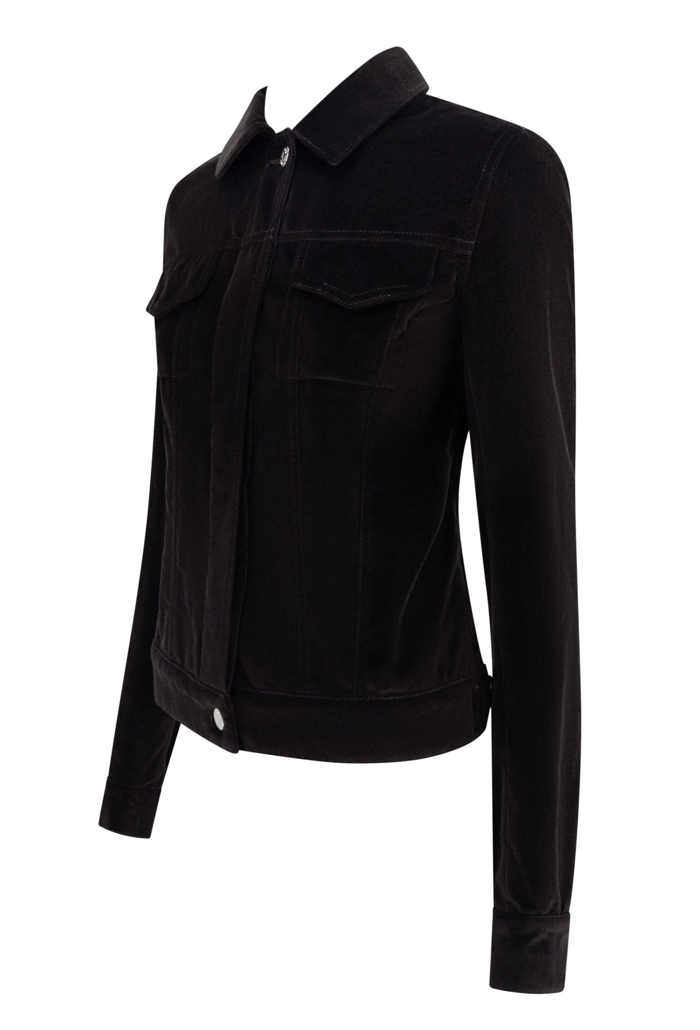 2004 Yves Saint Laurent by Tom Ford Brown Velvet Silver Button Trucker Jacket - RealList