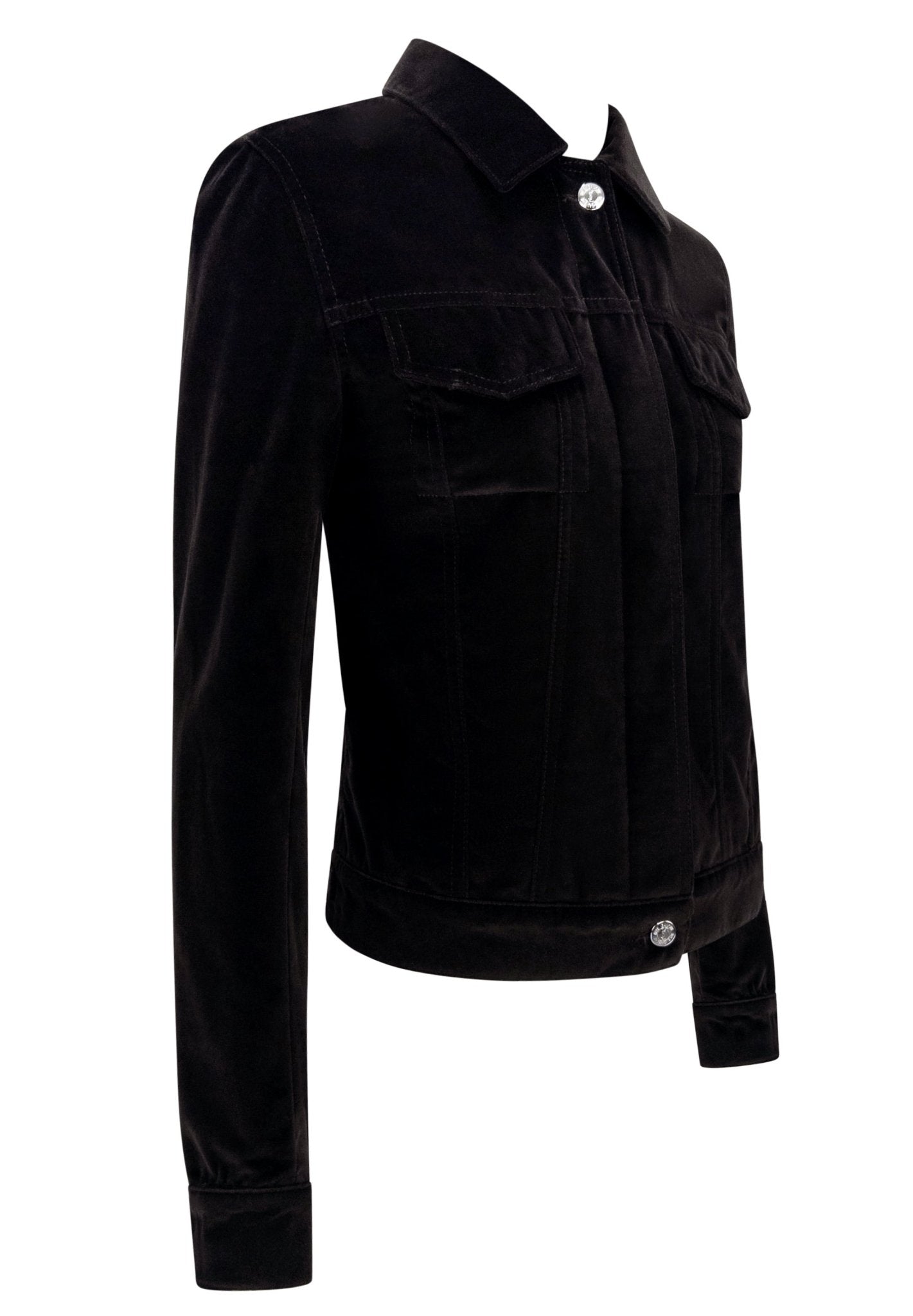 2004 Yves Saint Laurent by Tom Ford Brown Velvet Silver Button Trucker Jacket - RealList