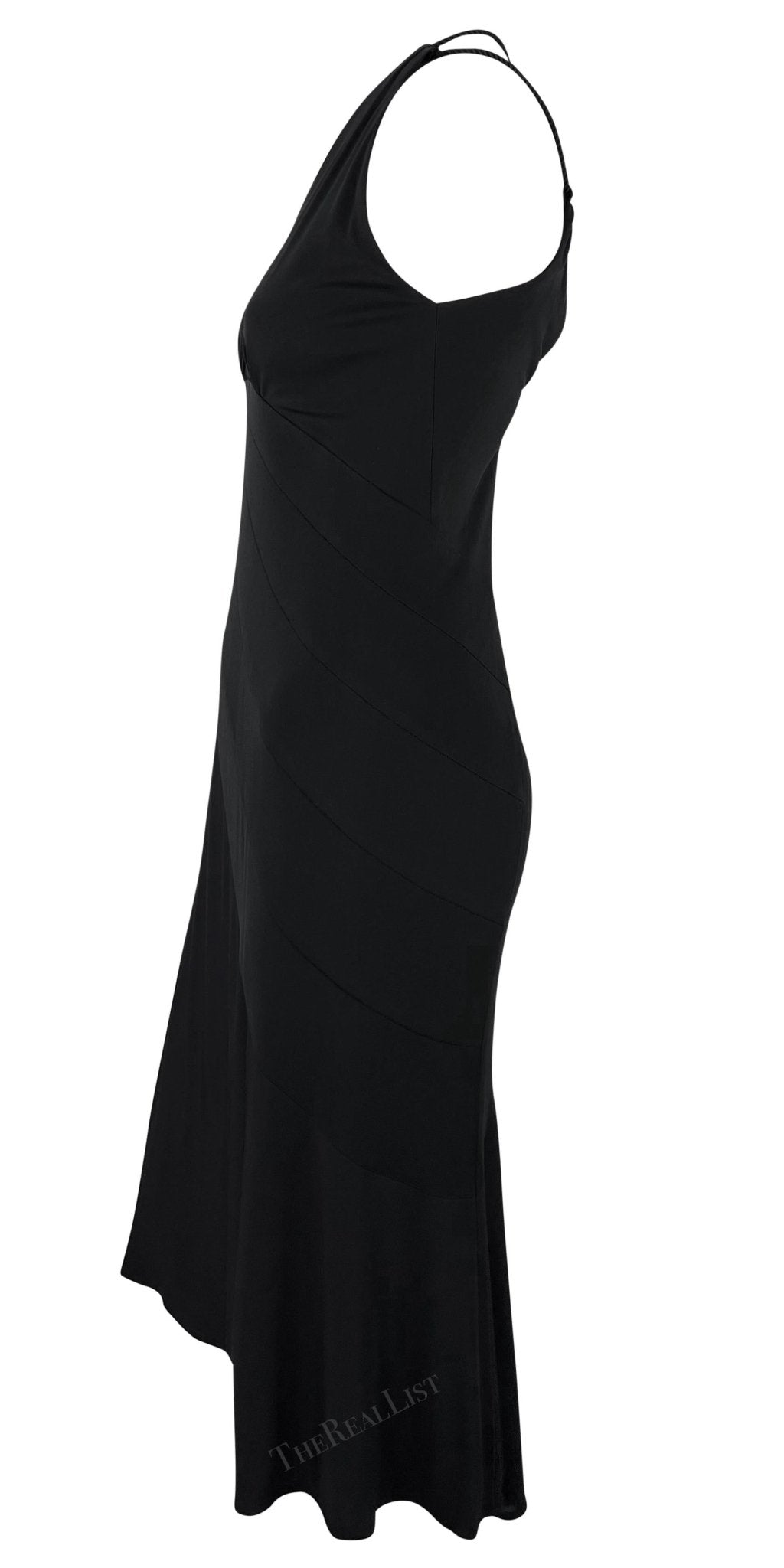 2005 Yigal Azrouel Black Bodycon Stretch Satin Rope Strap Dress - RealList
