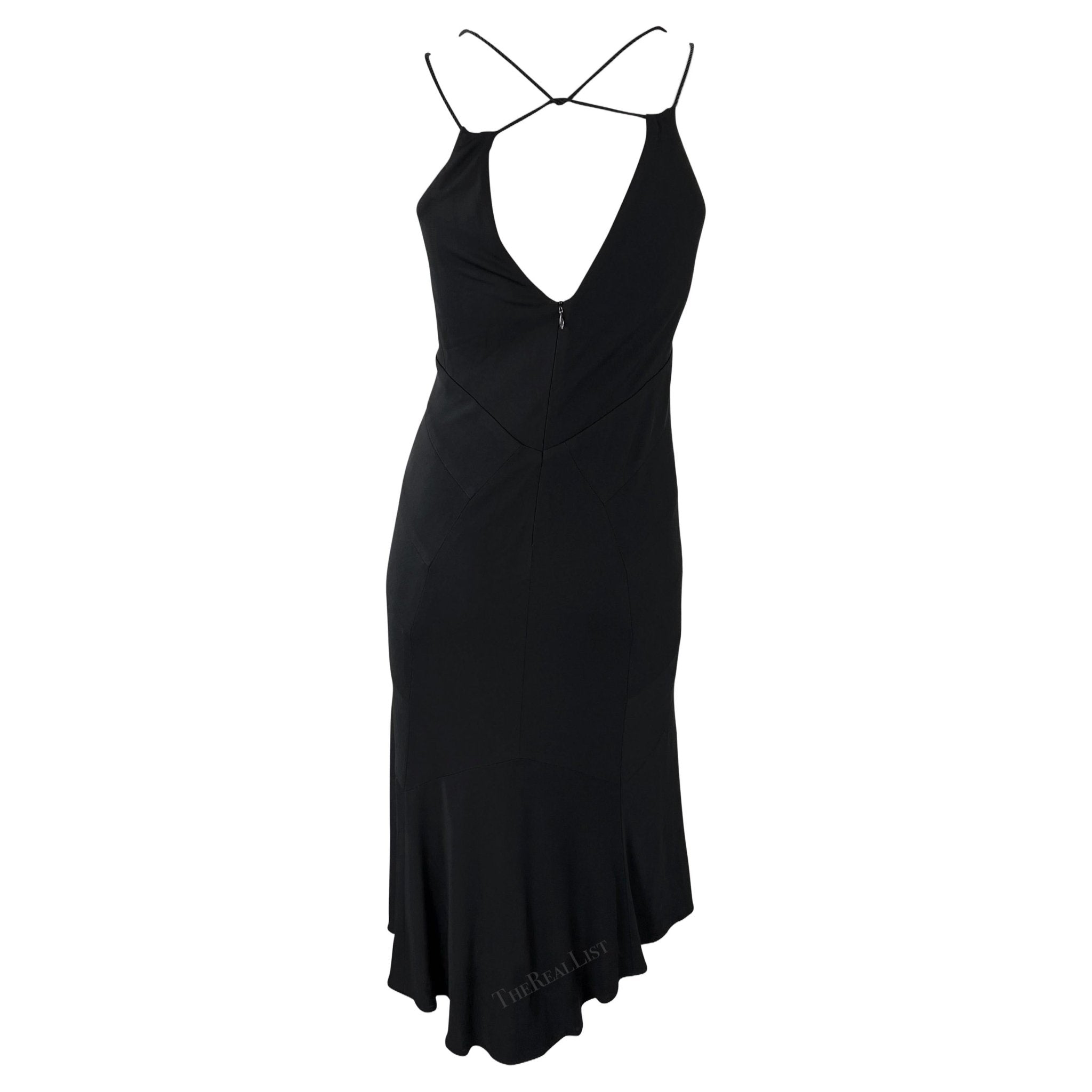 2005 Yigal Azrouel Black Bodycon Stretch Satin Rope Strap Dress - RealList