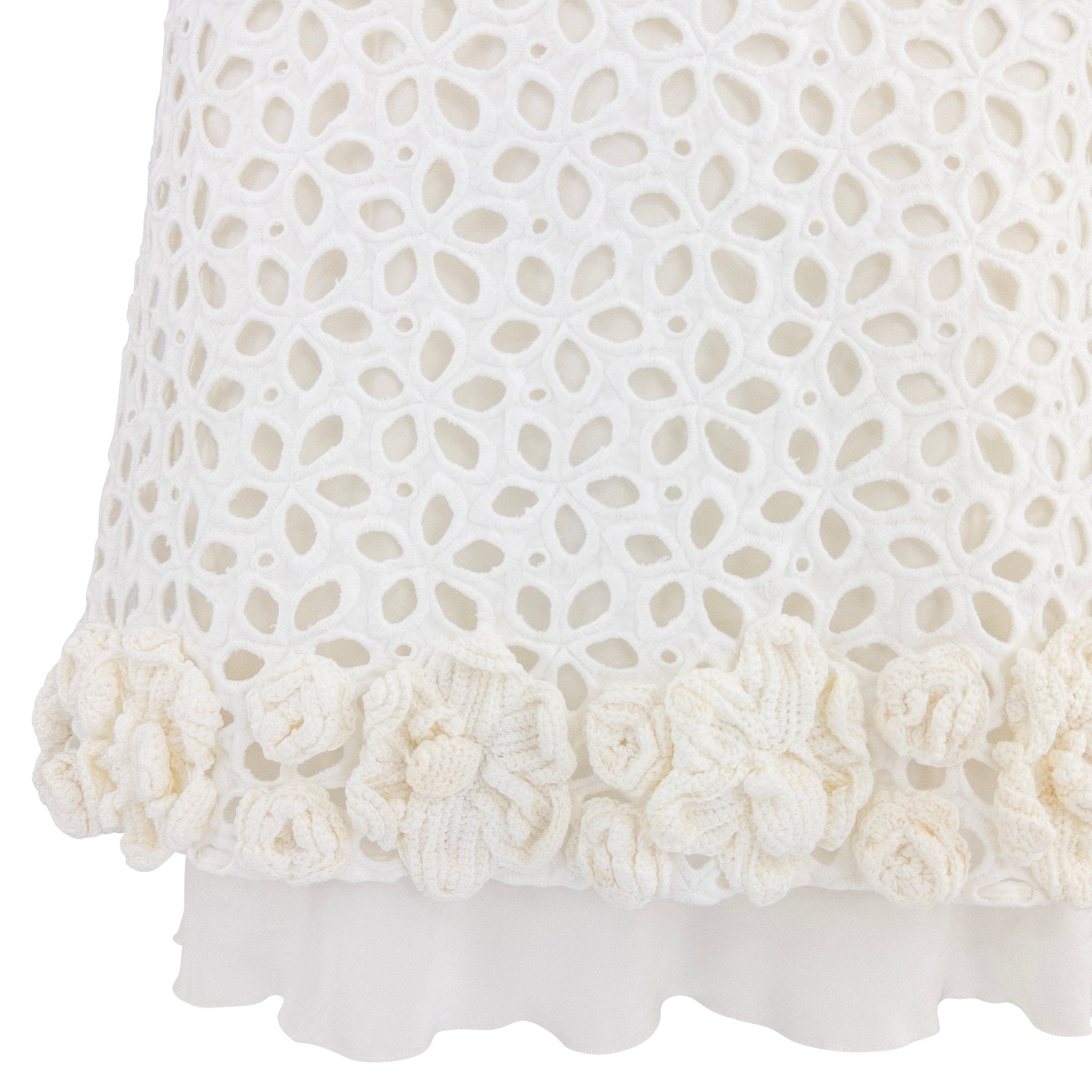 2010 Prada White Broderie Anglaise 3 - D Crochet Floral Mini Dress Set - RealList