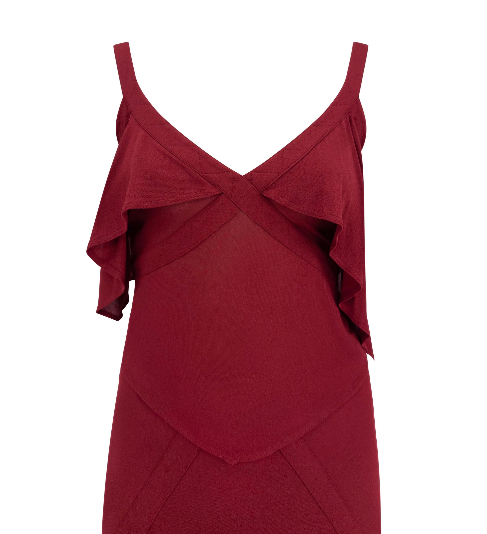 F/W 2003 Yves Saint Laurent by Tom Ford Red Sheer Stretch Tank Midi Skirt Set