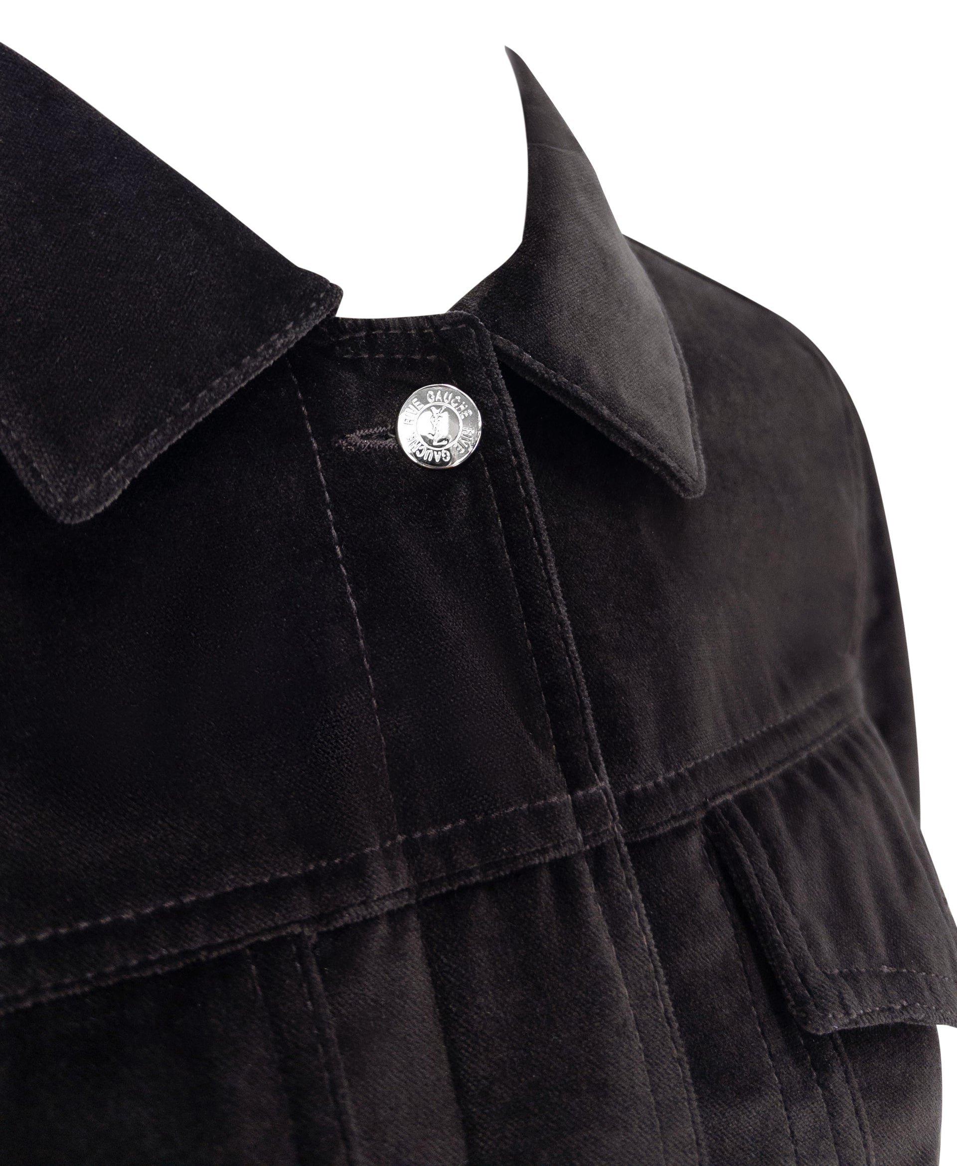 2004 Yves Saint Laurent by Tom Ford Brown Velvet Silver Button Trucker Jacket
