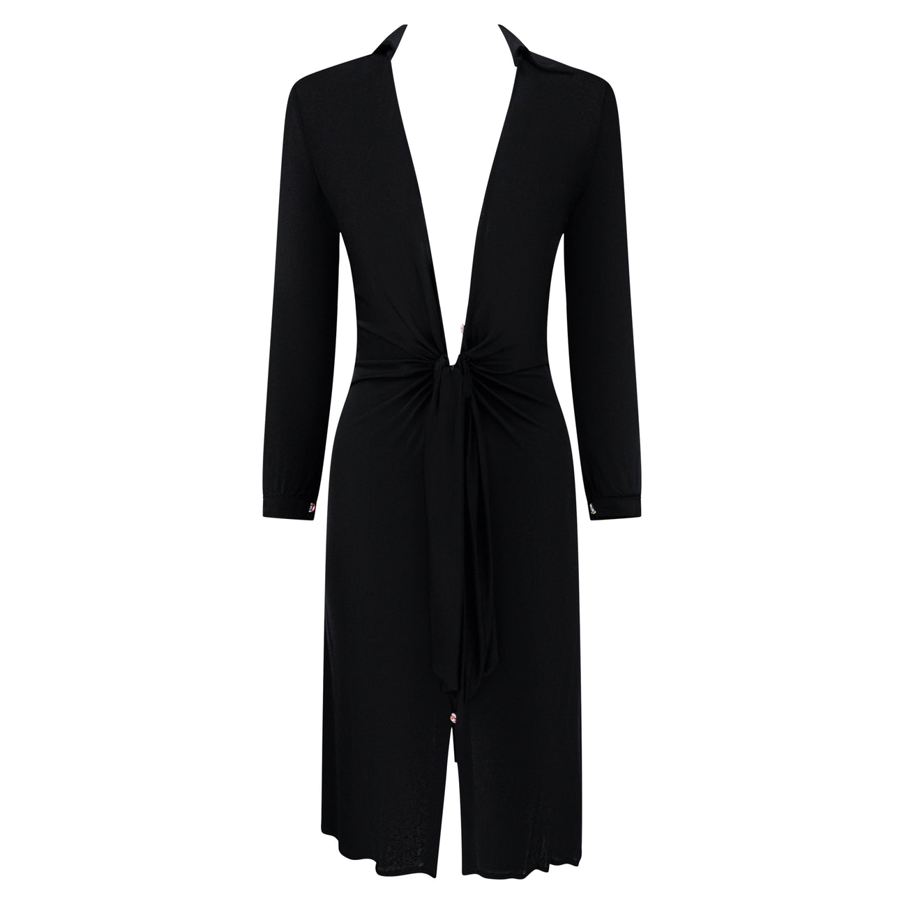 S/S 2000 Gianni Versace by Donatella Runway Black Viscose Plunging Dress