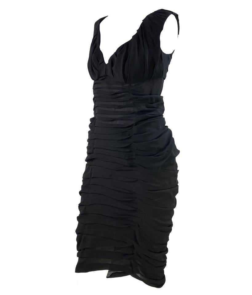 S/S 2001 Yves Saint Laurent by Tom Ford Pleated Black Silk Skirt Set